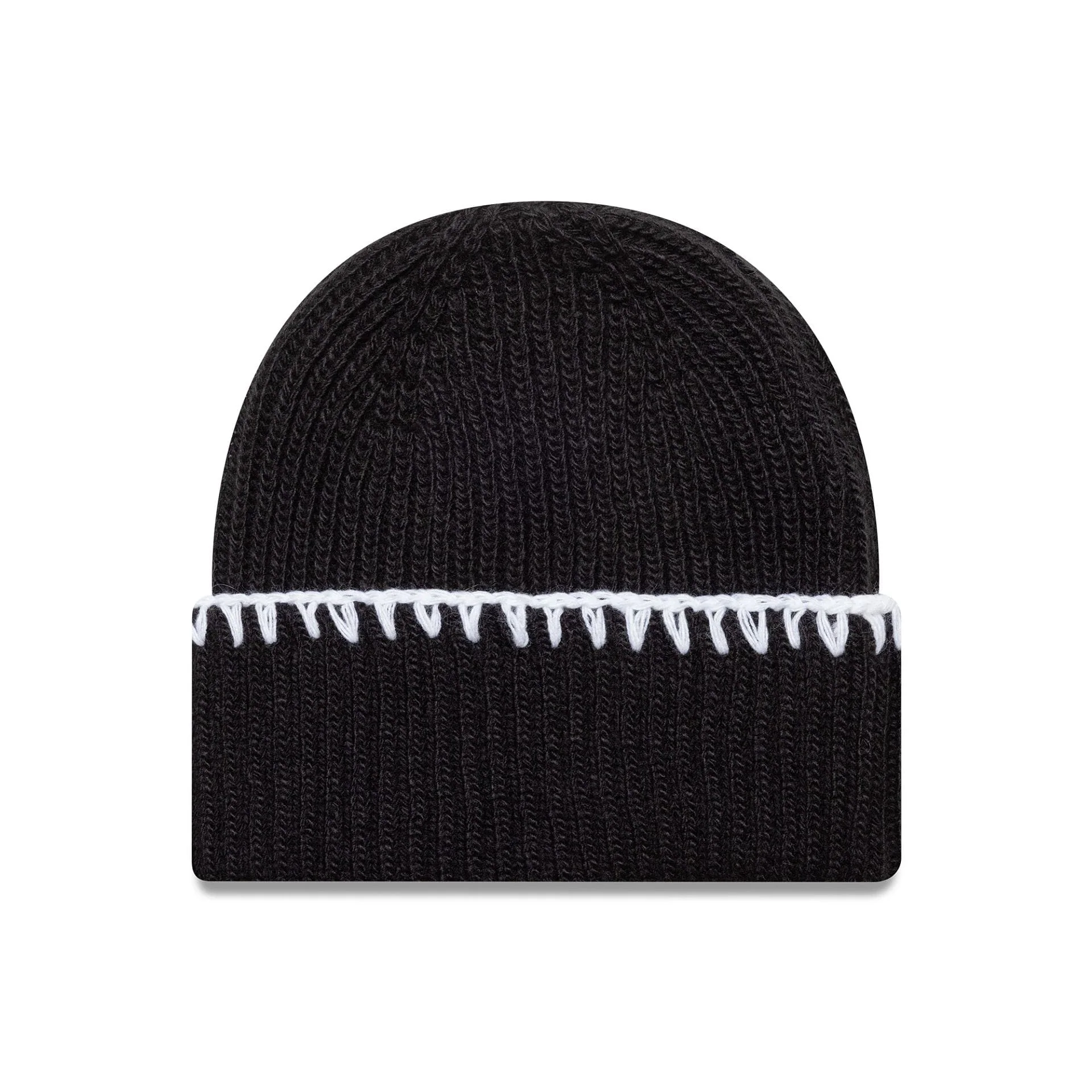 New York Yankees MLB Chunky Topstitch Black Cuff Knit Beanie Hat - Image 2