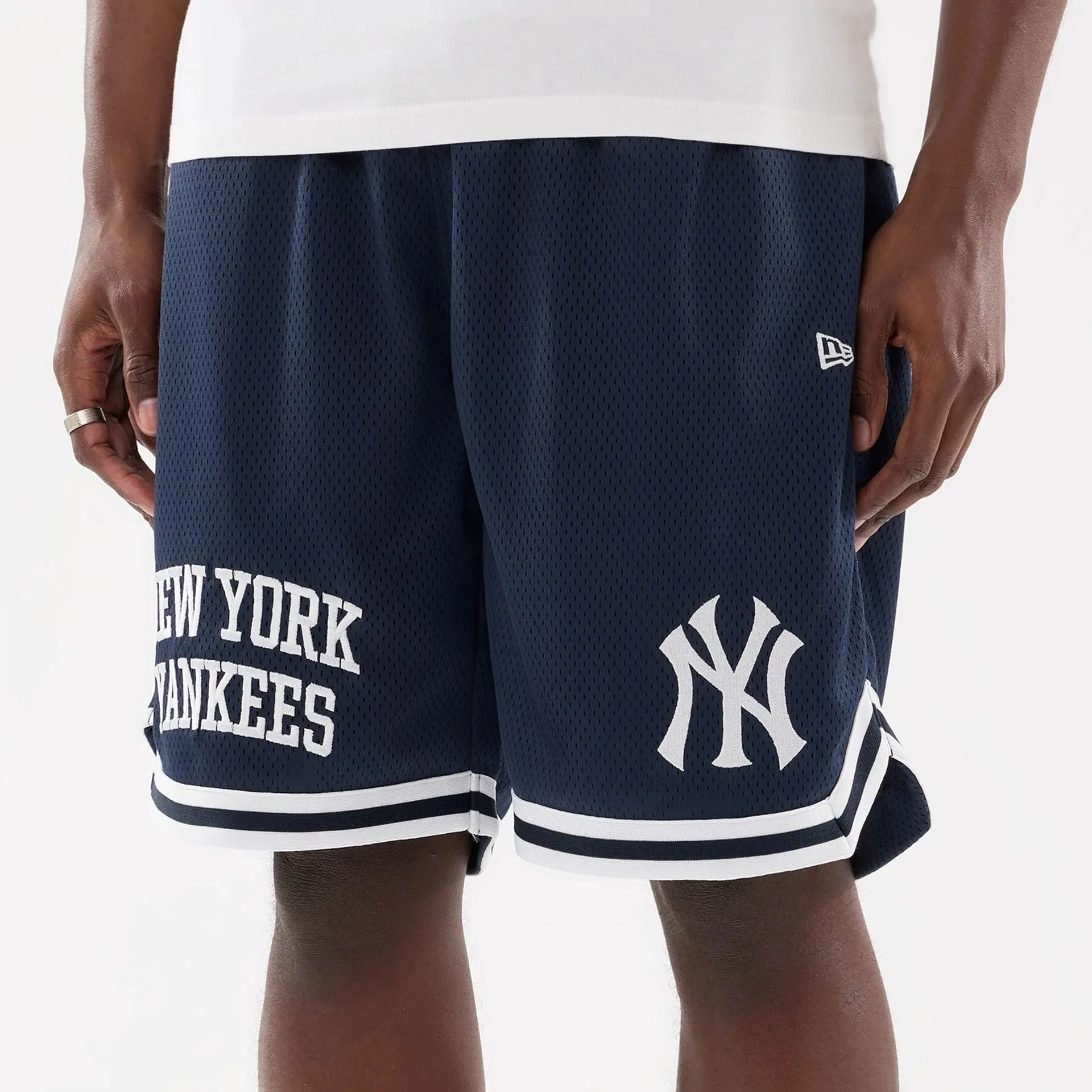 New York Yankees MLB Comfort Navy Oversized Shorts - Image 3