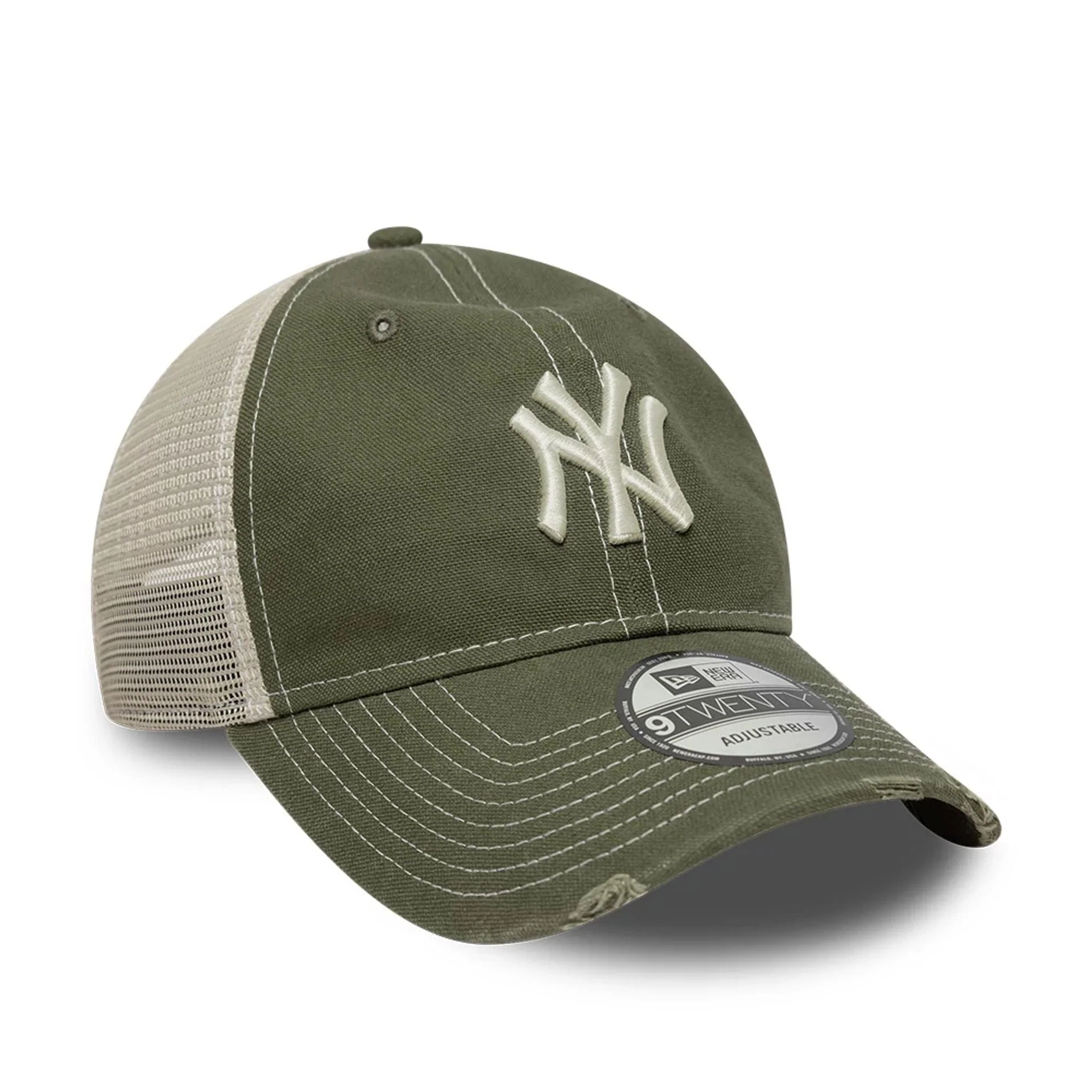 New York Yankees MLB Cotton Canvas Green 9TWENTY Trucker Adjustable Cap - Image 3