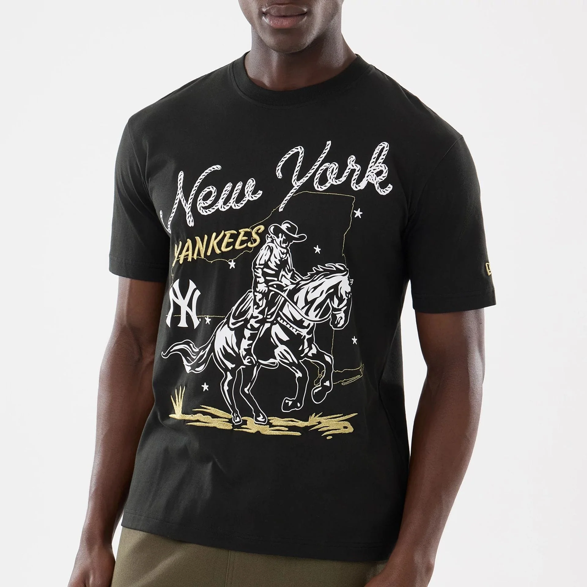 New York Yankees MLB Cowboy Graphic Black T-Shirt - Image 3