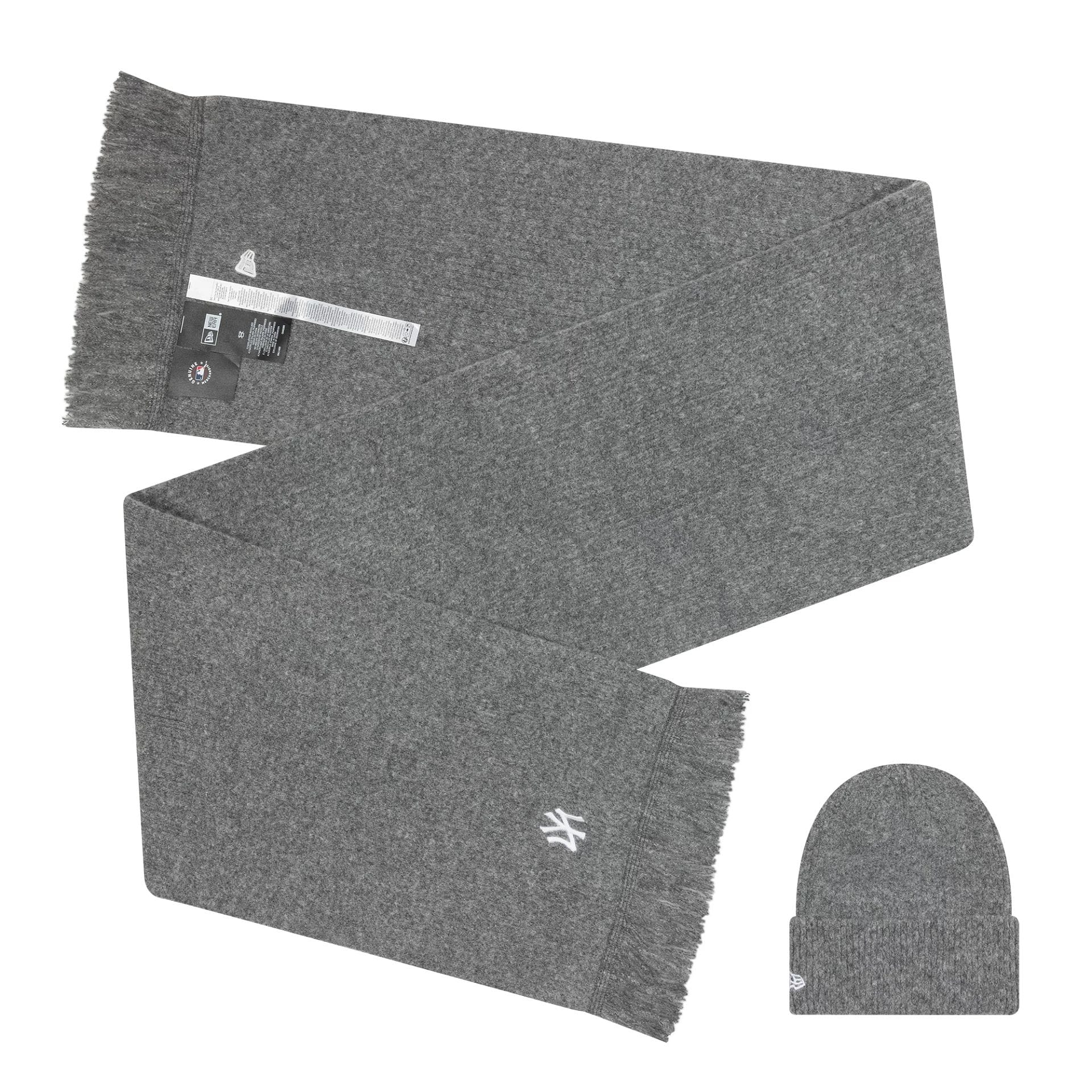 New York Yankees MLB Dark Grey Beanie & Scarf Set - Image 2