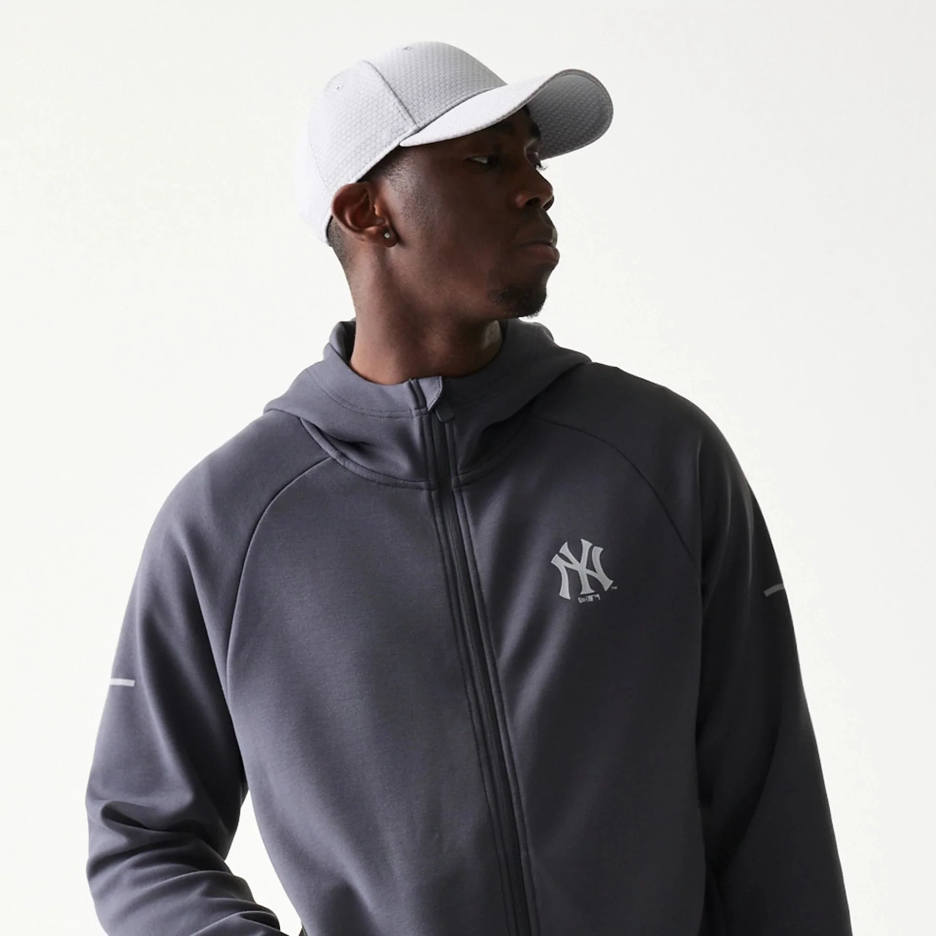 New York Yankees MLB Dark Grey Full Zip Hoodie - Image 6