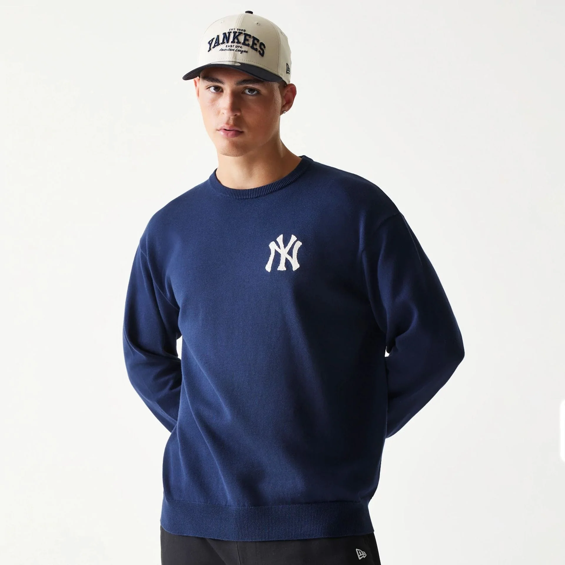 New York Yankees MLB Essential Navy Knitted Sweater - Image 3