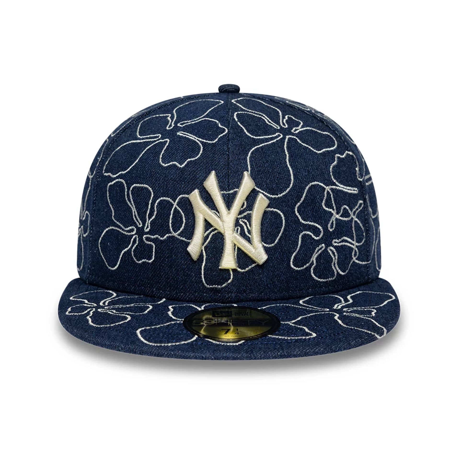 New York Yankees MLB Floral Denim Blue 59FIFTY Fitted Cap - Image 2
