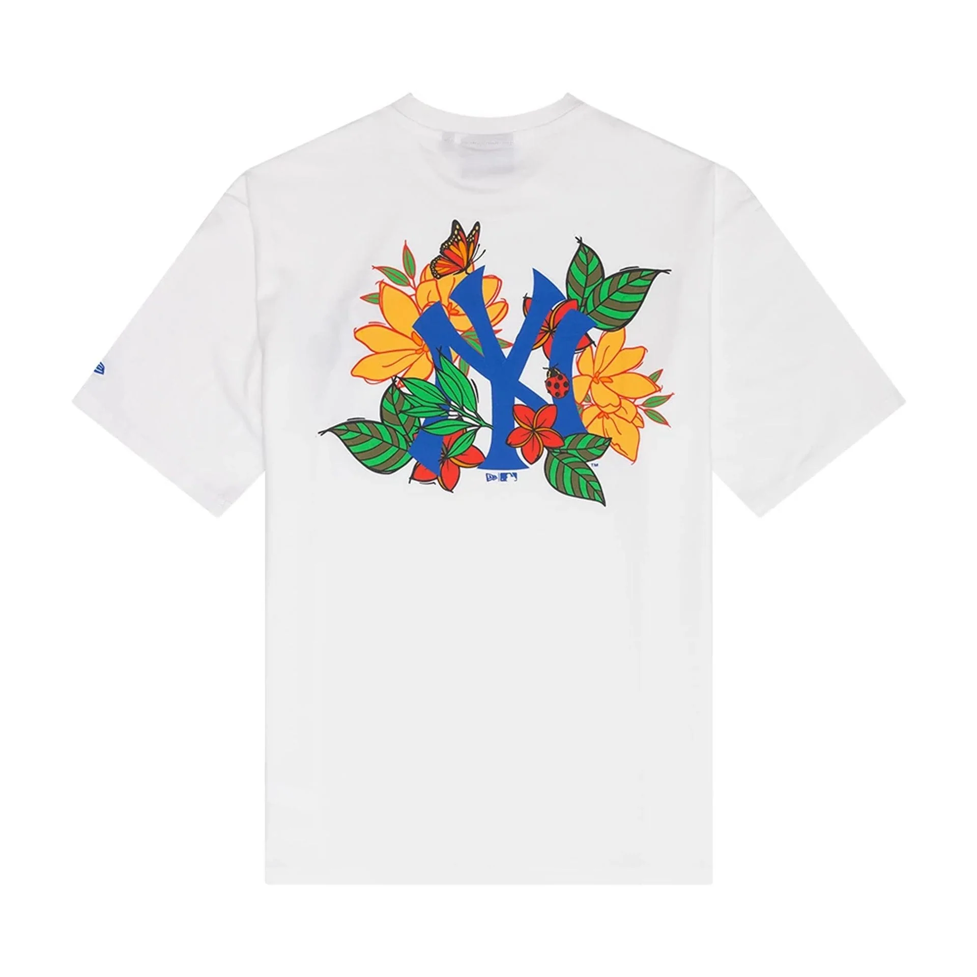 New York Yankees MLB Floral Graphic White Oversized T-Shirt - Image 2