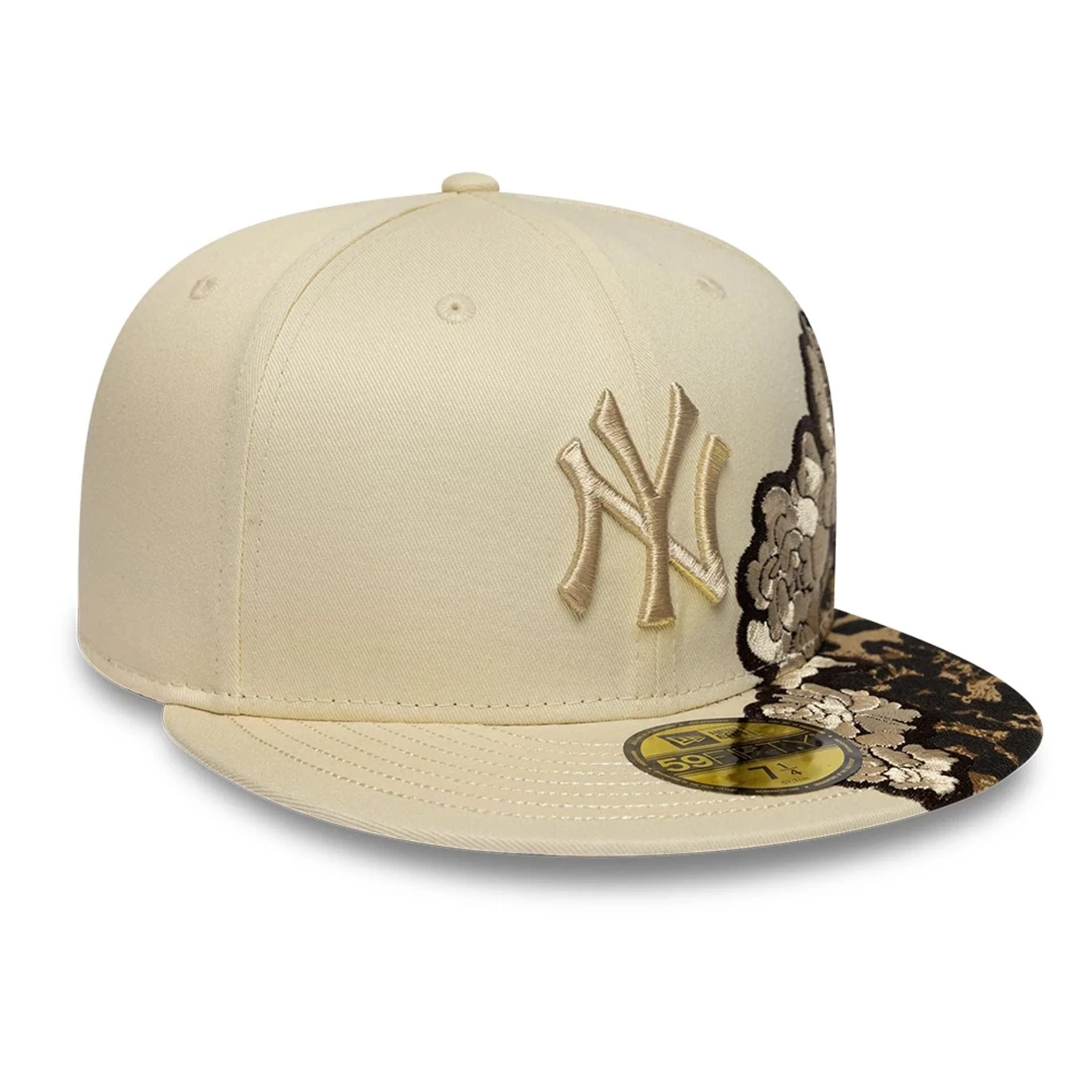 New York Yankees MLB Floral Leopard Light Beige 59FIFTY Fitted Cap - Image 4