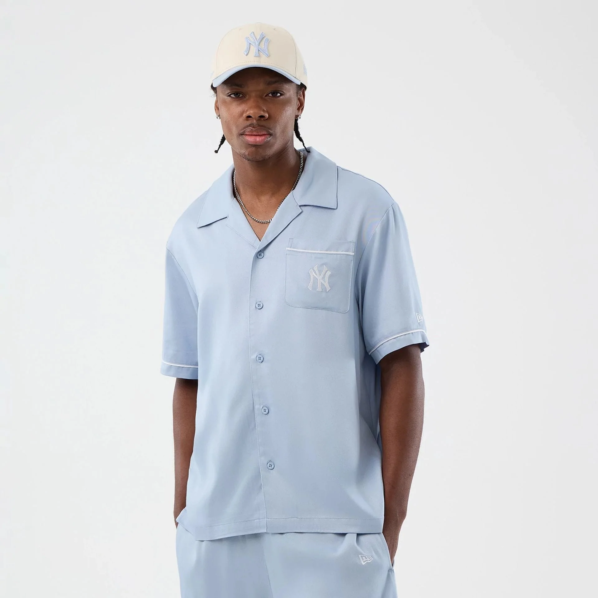 New York Yankees MLB Graphic Revere Pastel Blue Short Sleeve Shirt - Image 3