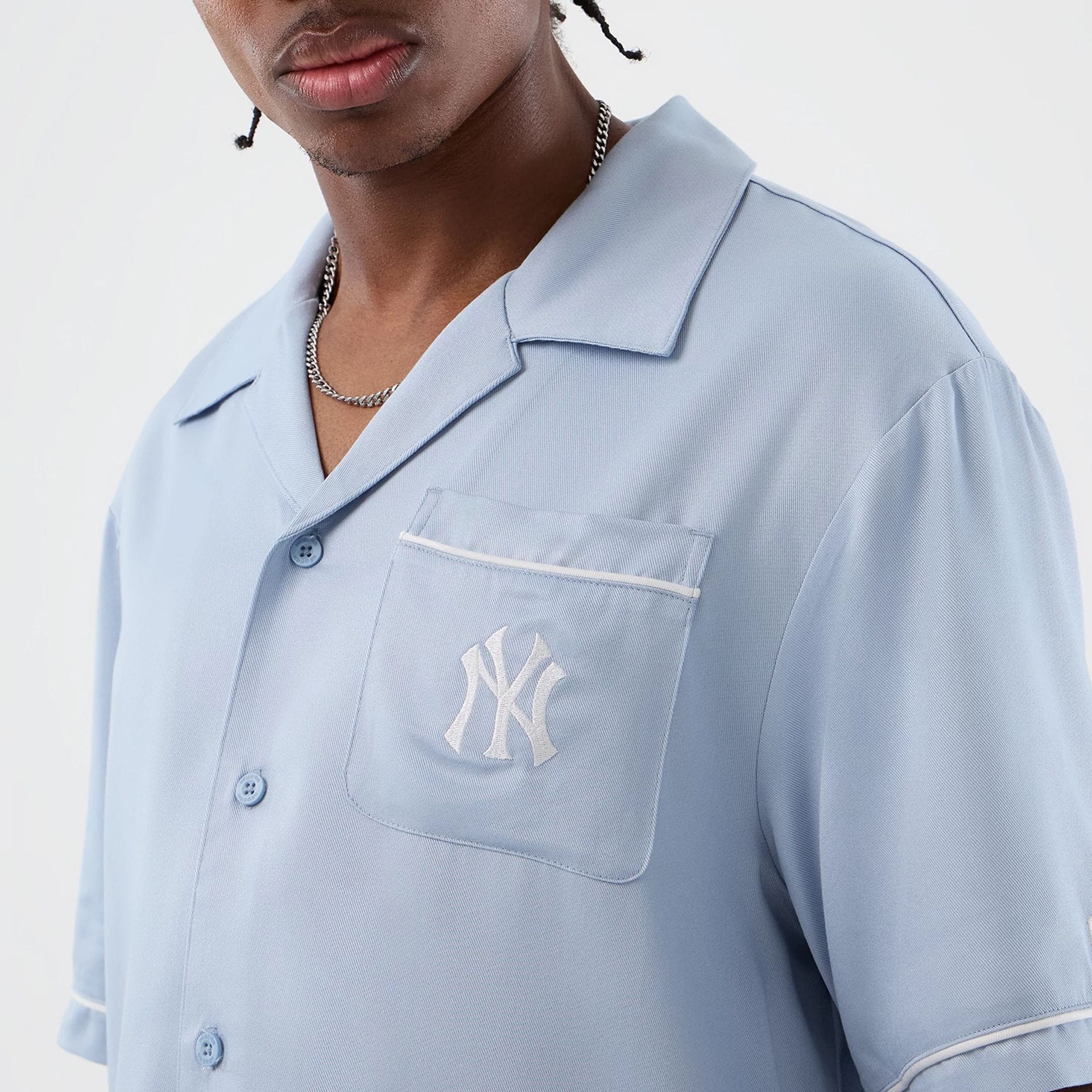 New York Yankees MLB Graphic Revere Pastel Blue Short Sleeve Shirt - Image 8