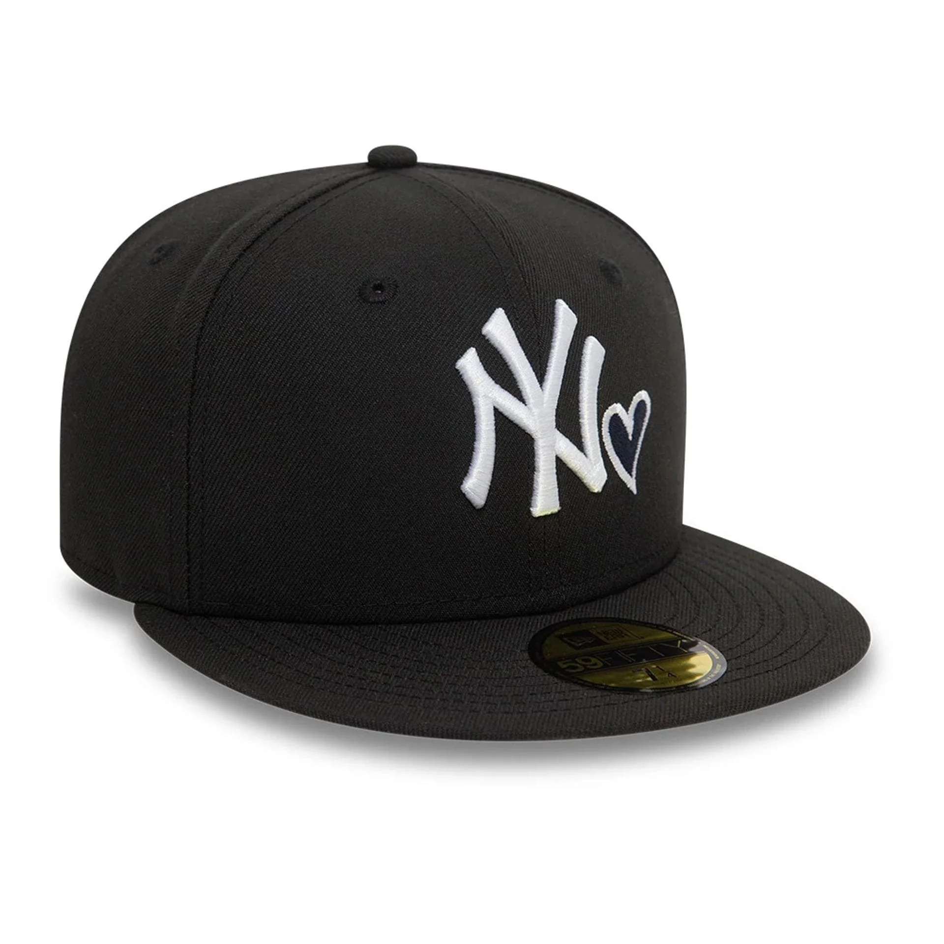 New York Yankees MLB Heart Icon Black 59FIFTY Fitted Cap - Image 4