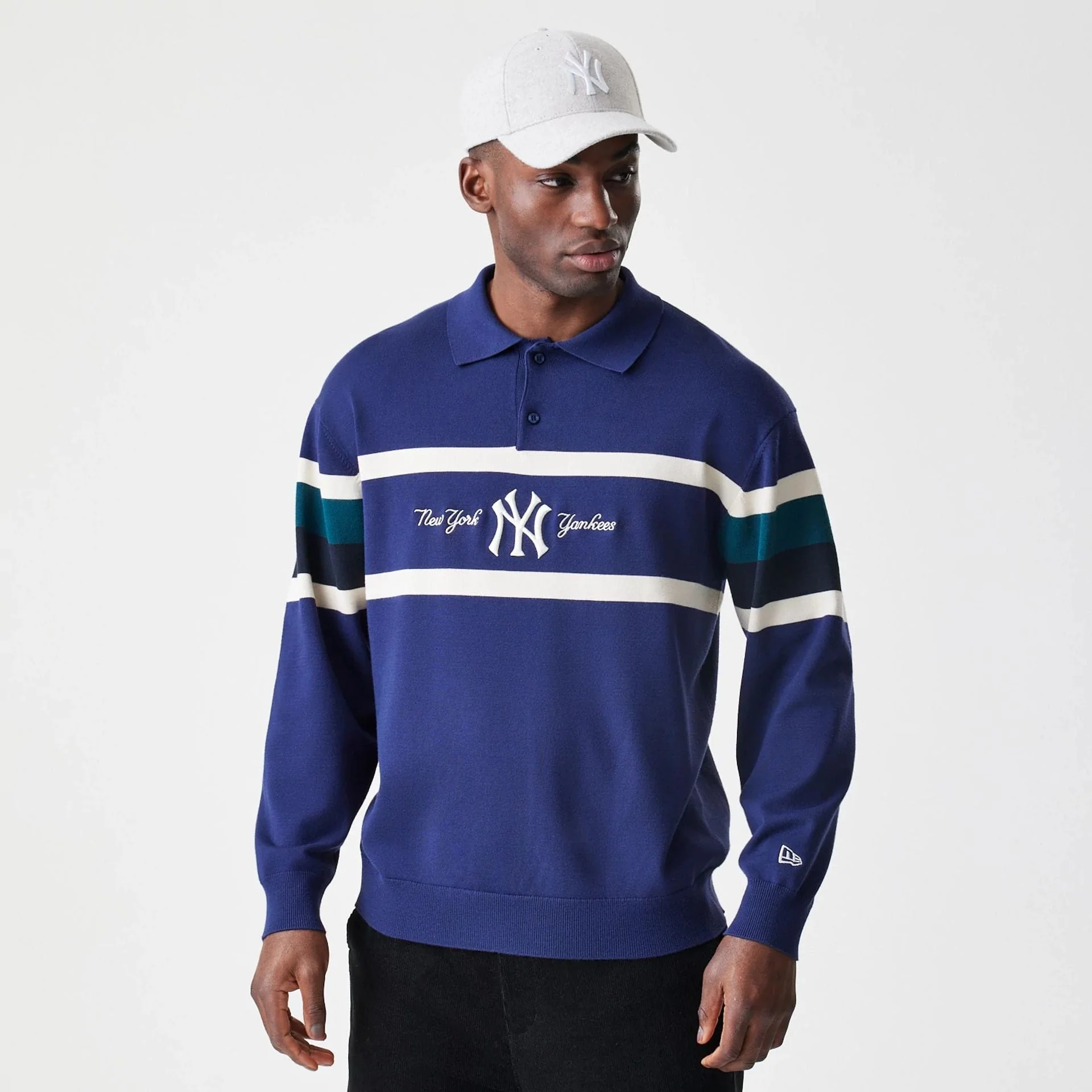 New York Yankees MLB Knit Navy Rugby Shirt - Image 3