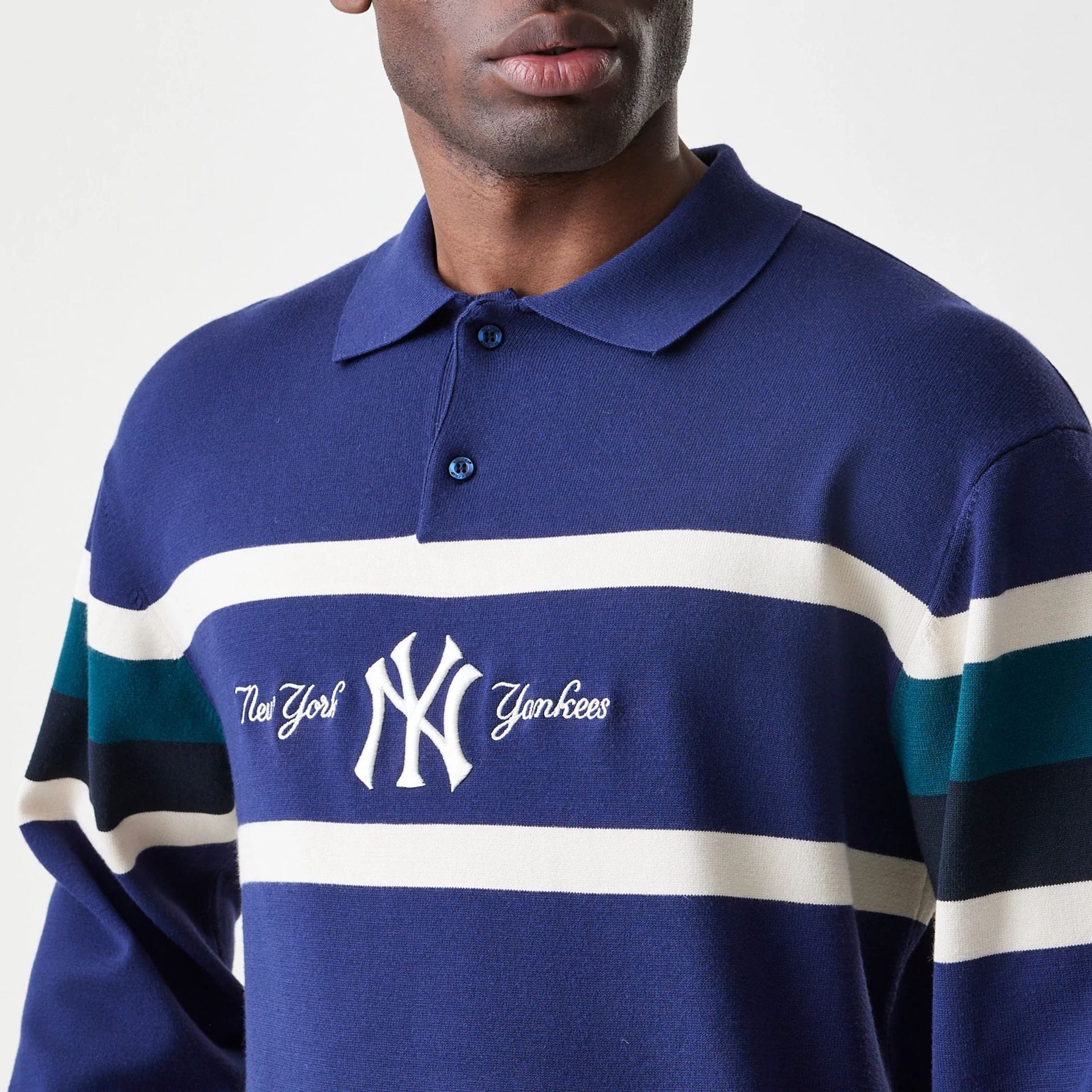 New York Yankees MLB Knit Navy Rugby Shirt - Image 5