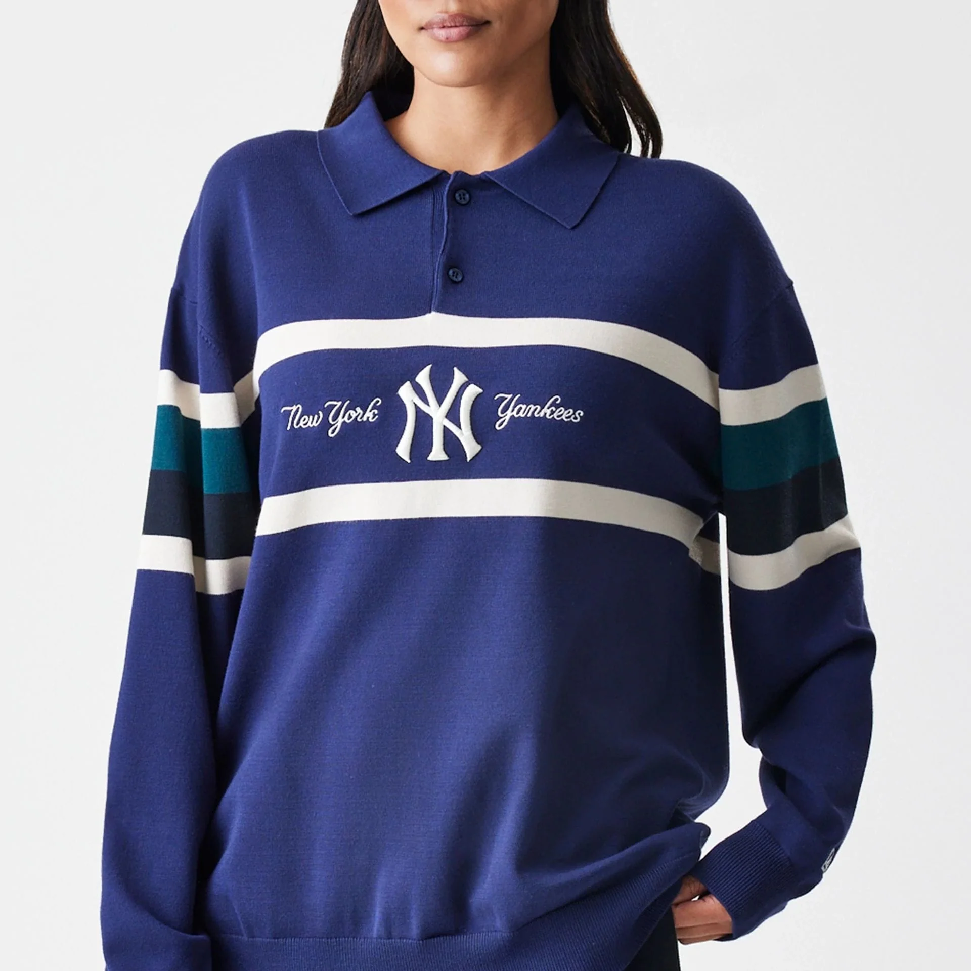 New York Yankees MLB Knit Navy Rugby Shirt - Image 6