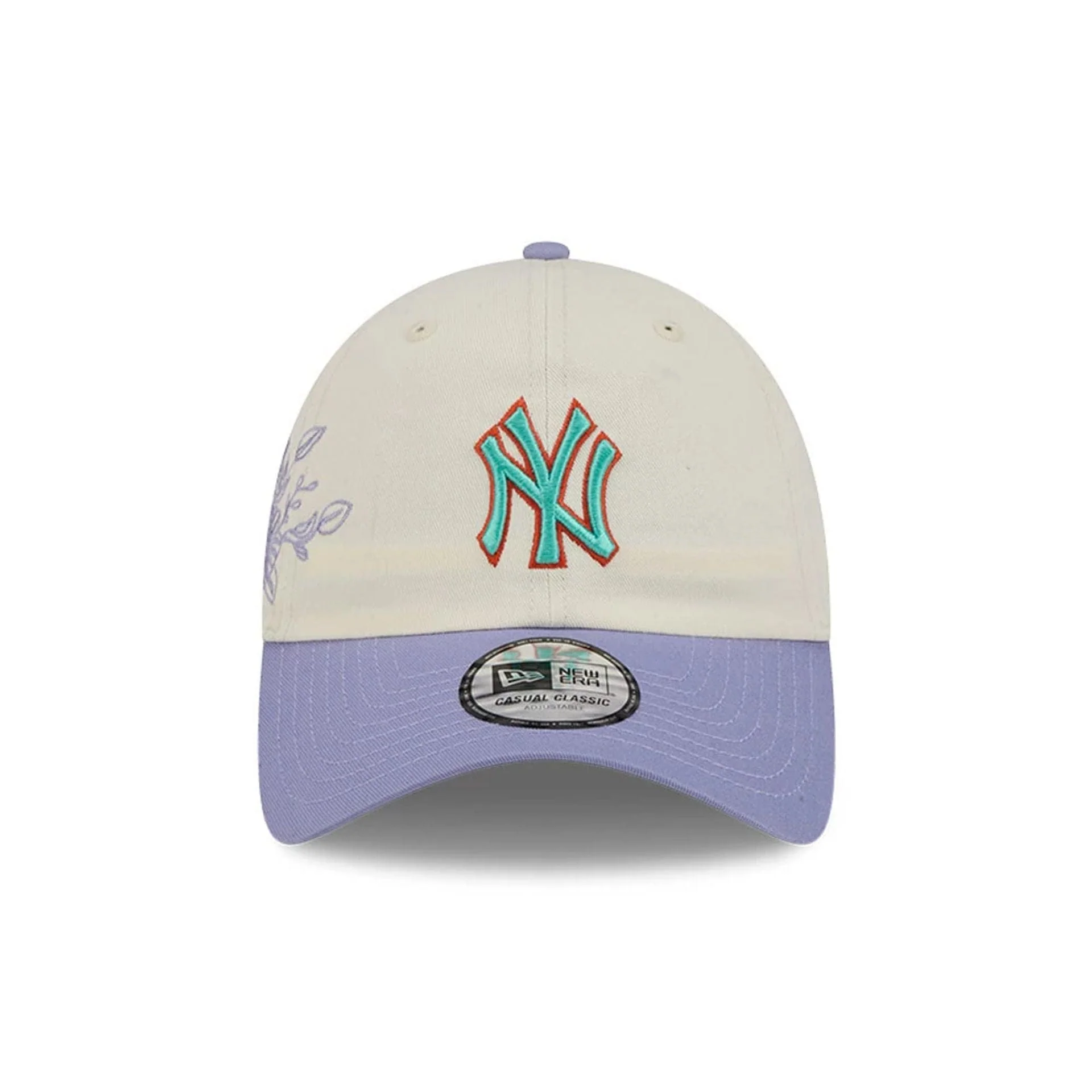 New York Yankees MLB Lavender Flowers White Casual Classic Adjustable Cap - Image 3