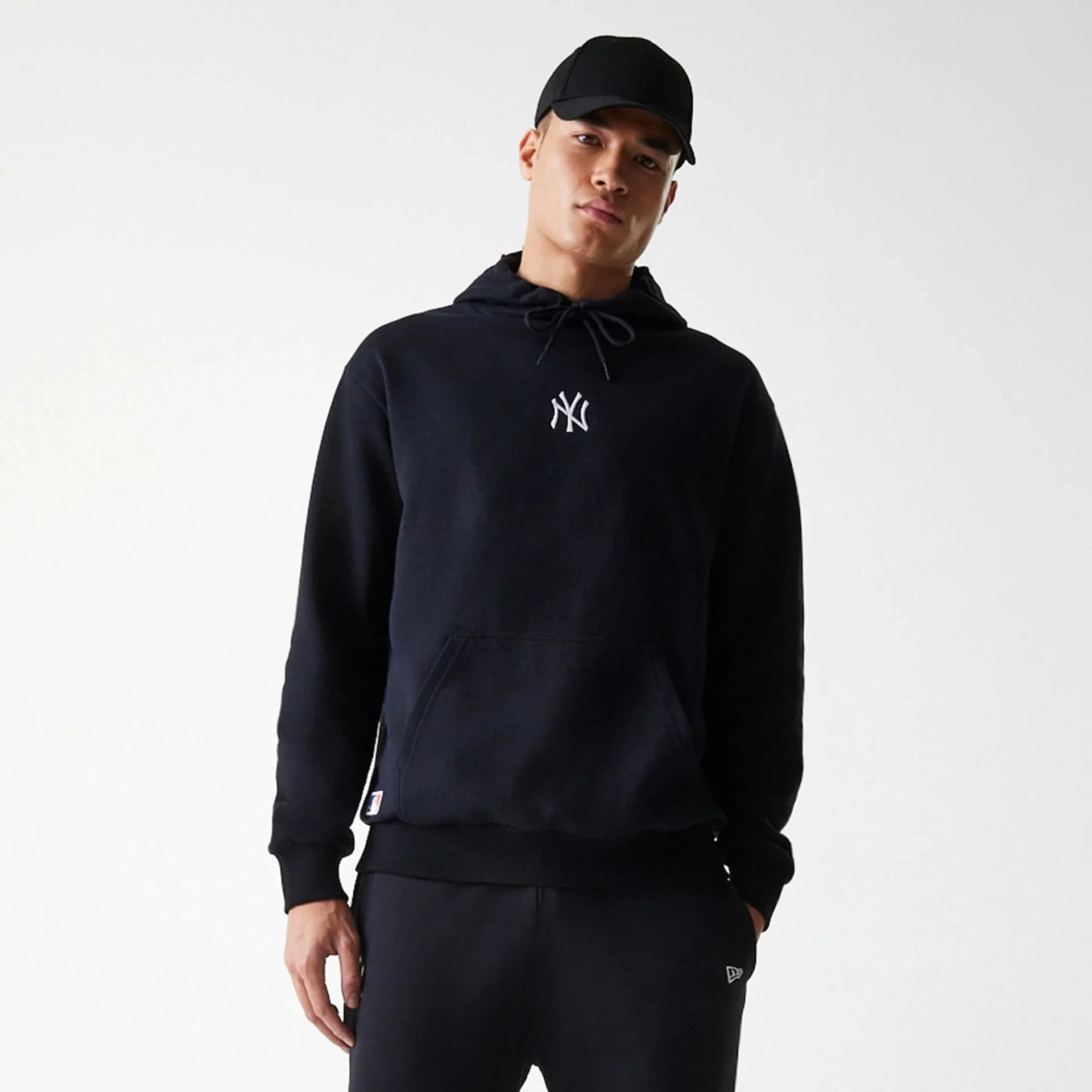New York Yankees MLB League Essential Black Oversized Pullover Hoodie - Image 3