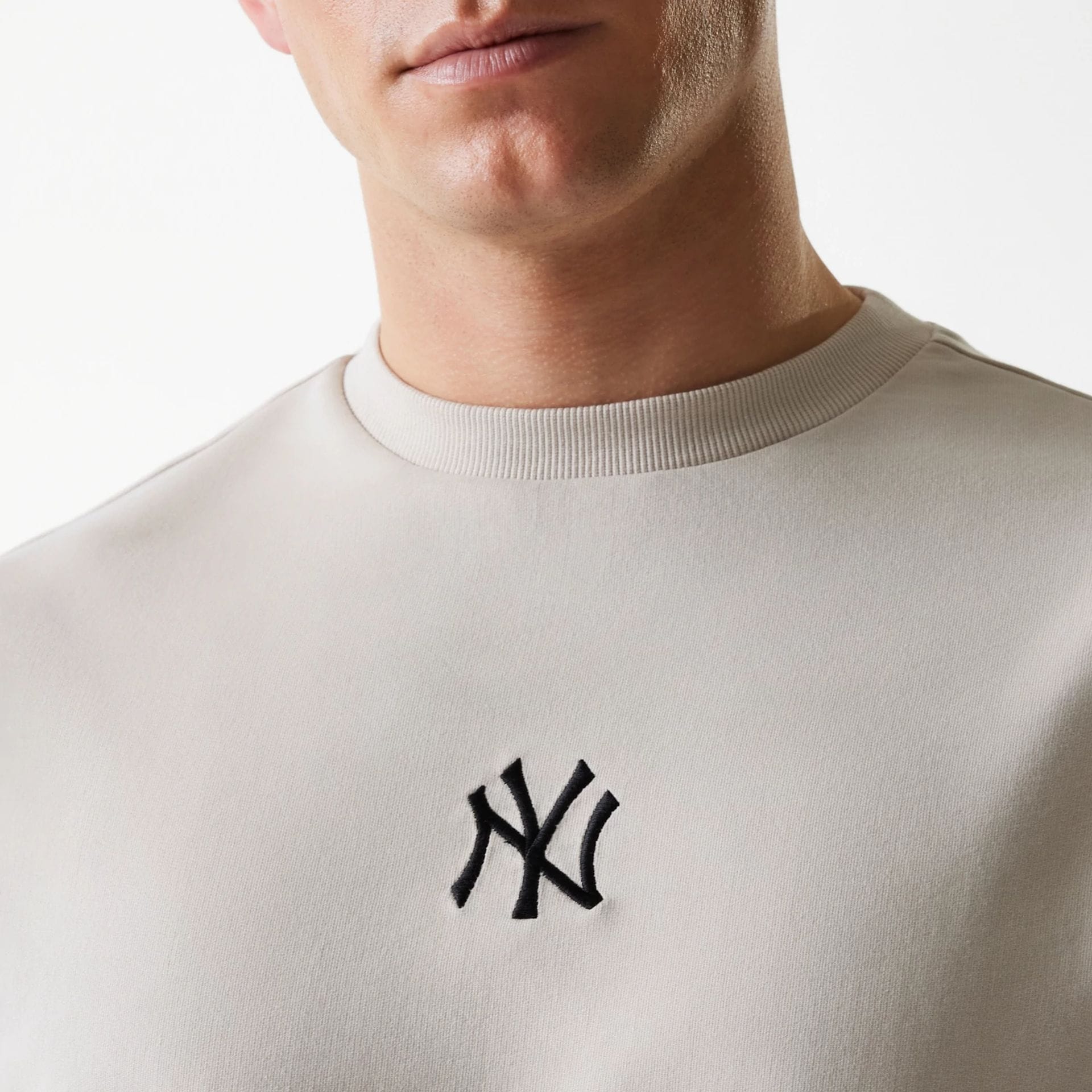 New York Yankees MLB League Essential French Terry Cream Crew Neck Sweater - Image 4
