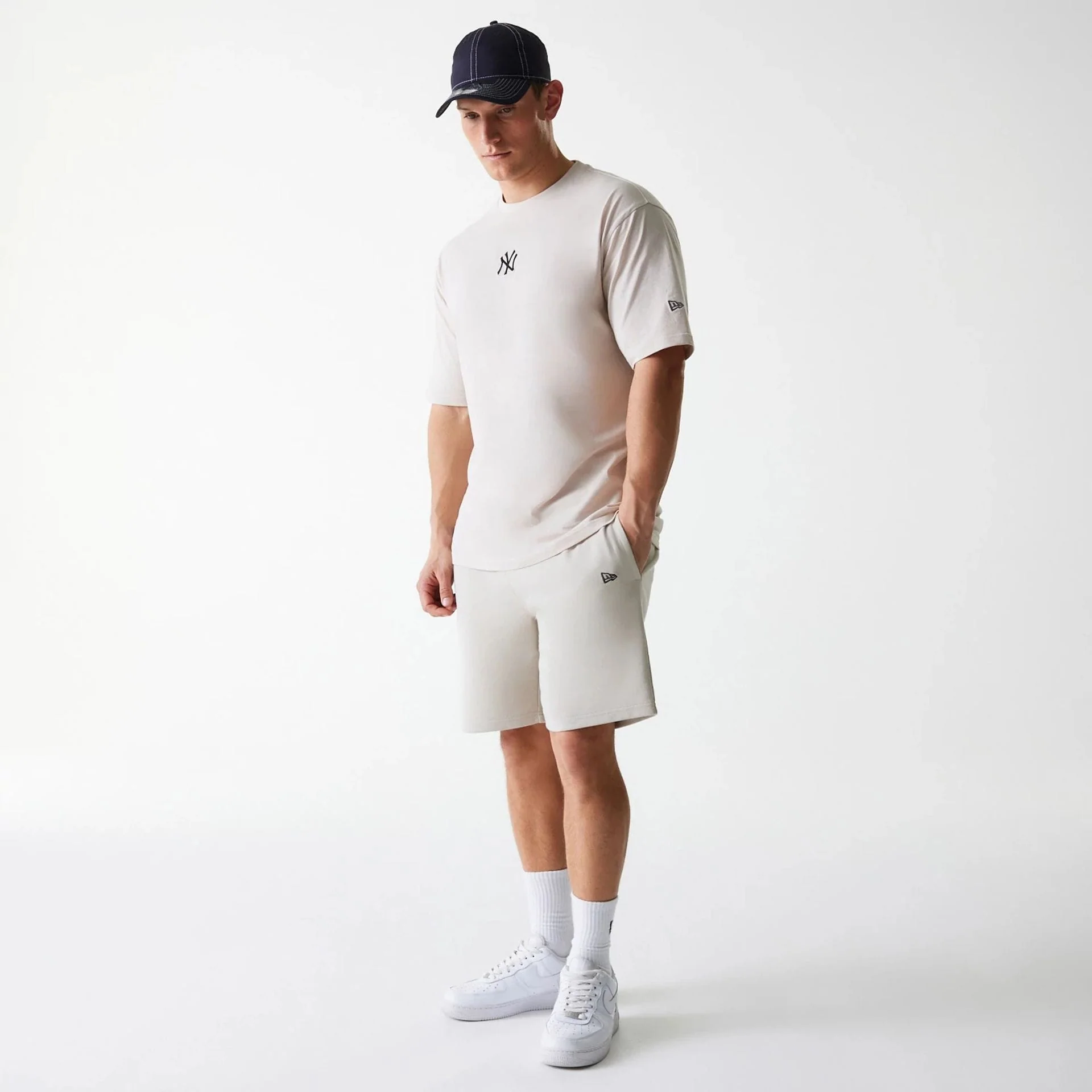 New York Yankees MLB League Essential French Terry Cream Shorts - Image 8