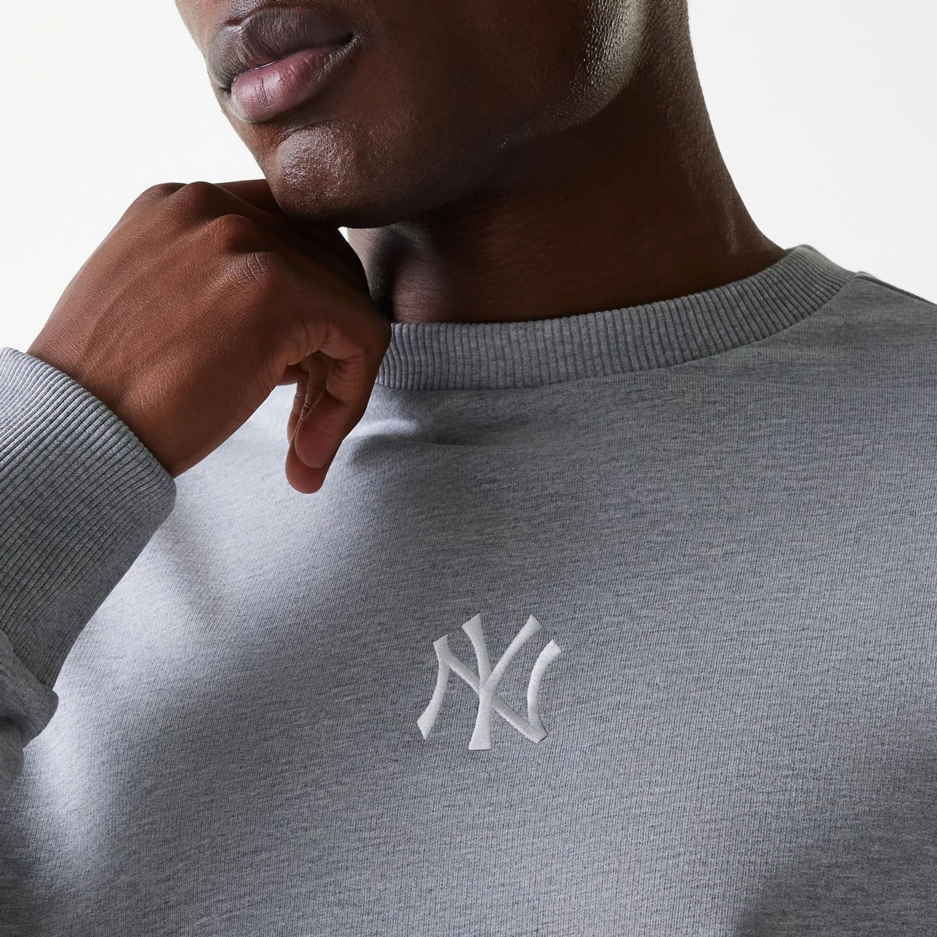 New York Yankees MLB League Essential French Terry Grey Crew Neck Sweater - Image 4