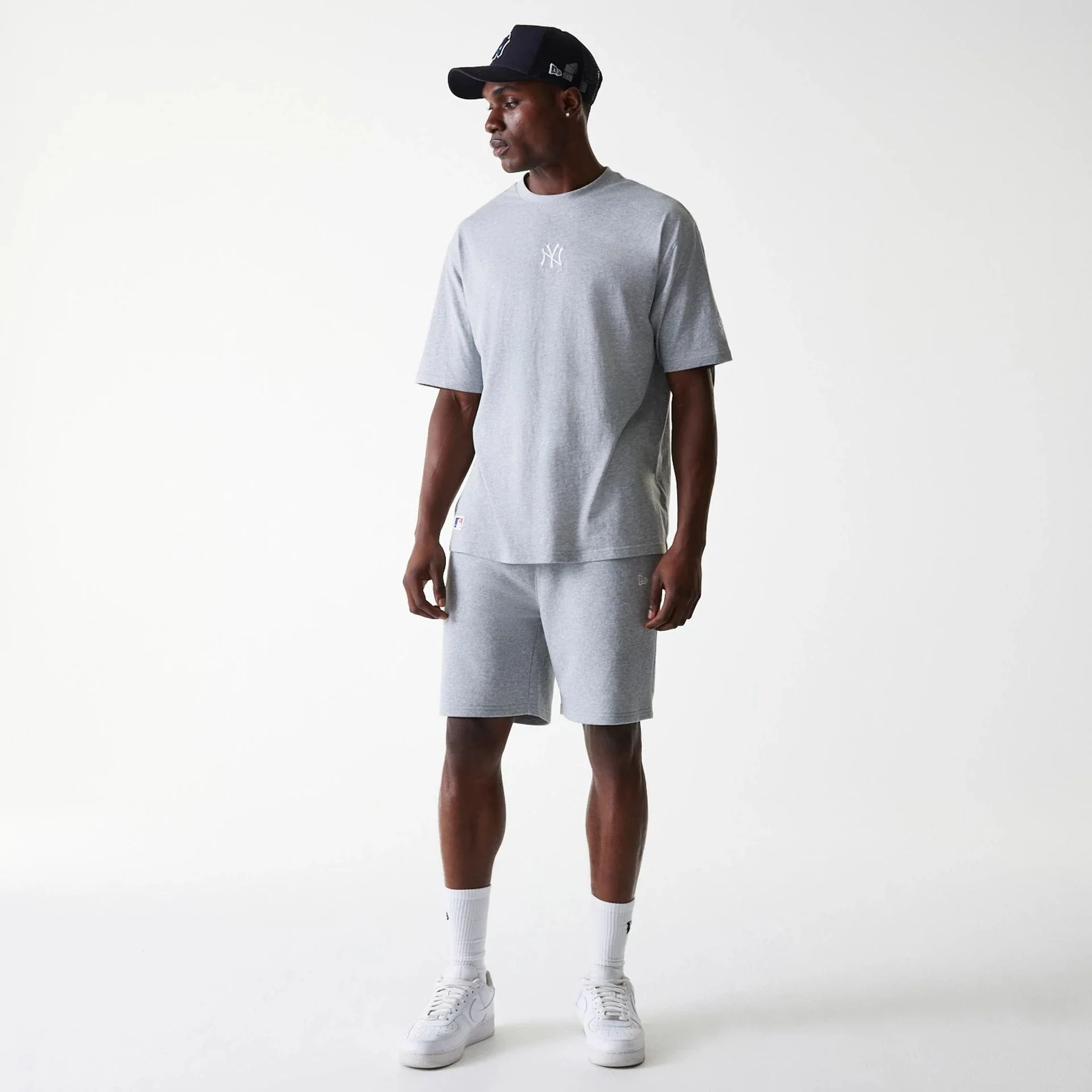 New York Yankees MLB League Essential French Terry Grey Shorts - Image 8