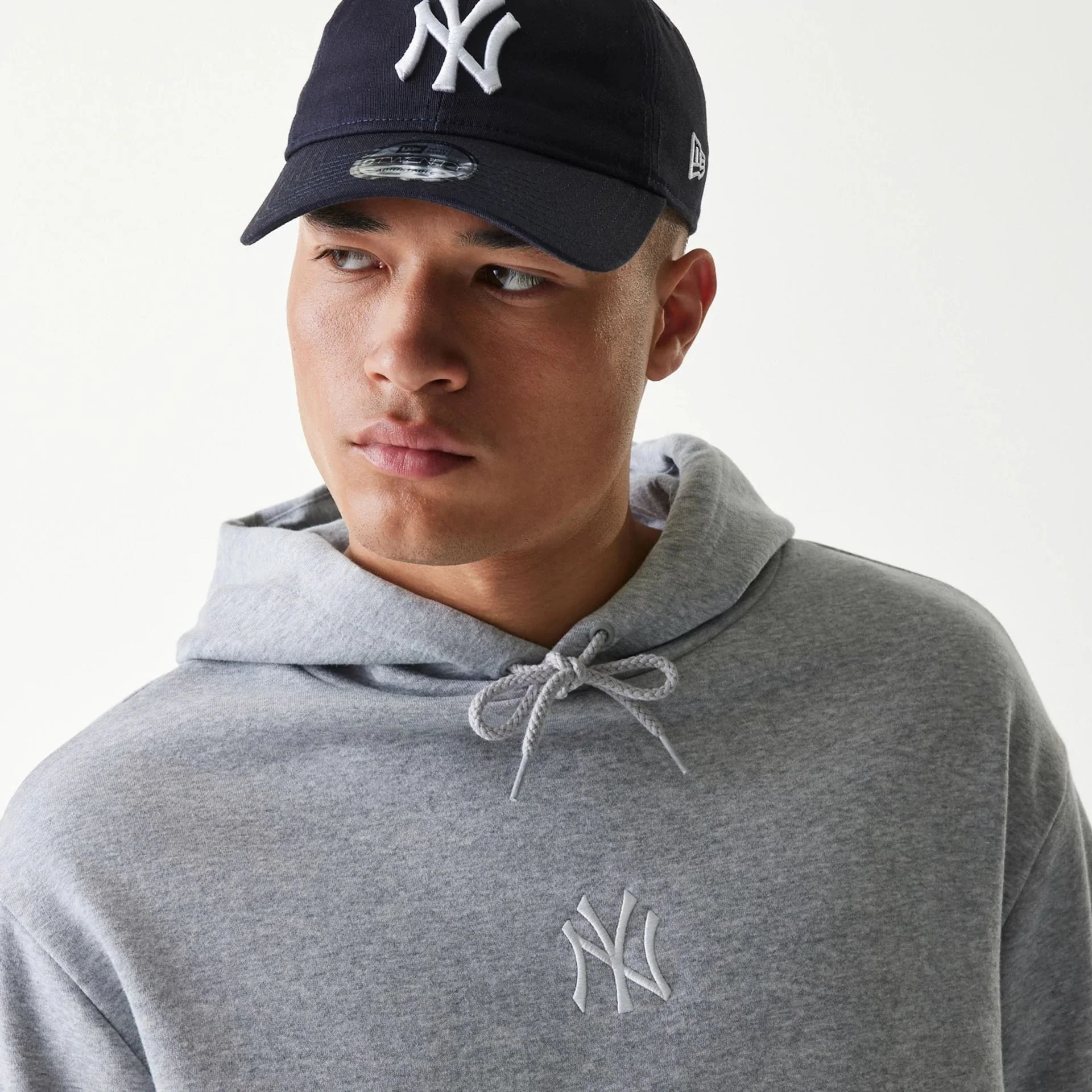 New York Yankees MLB League Essential Grey Oversized Pullover Hoodie - Image 4