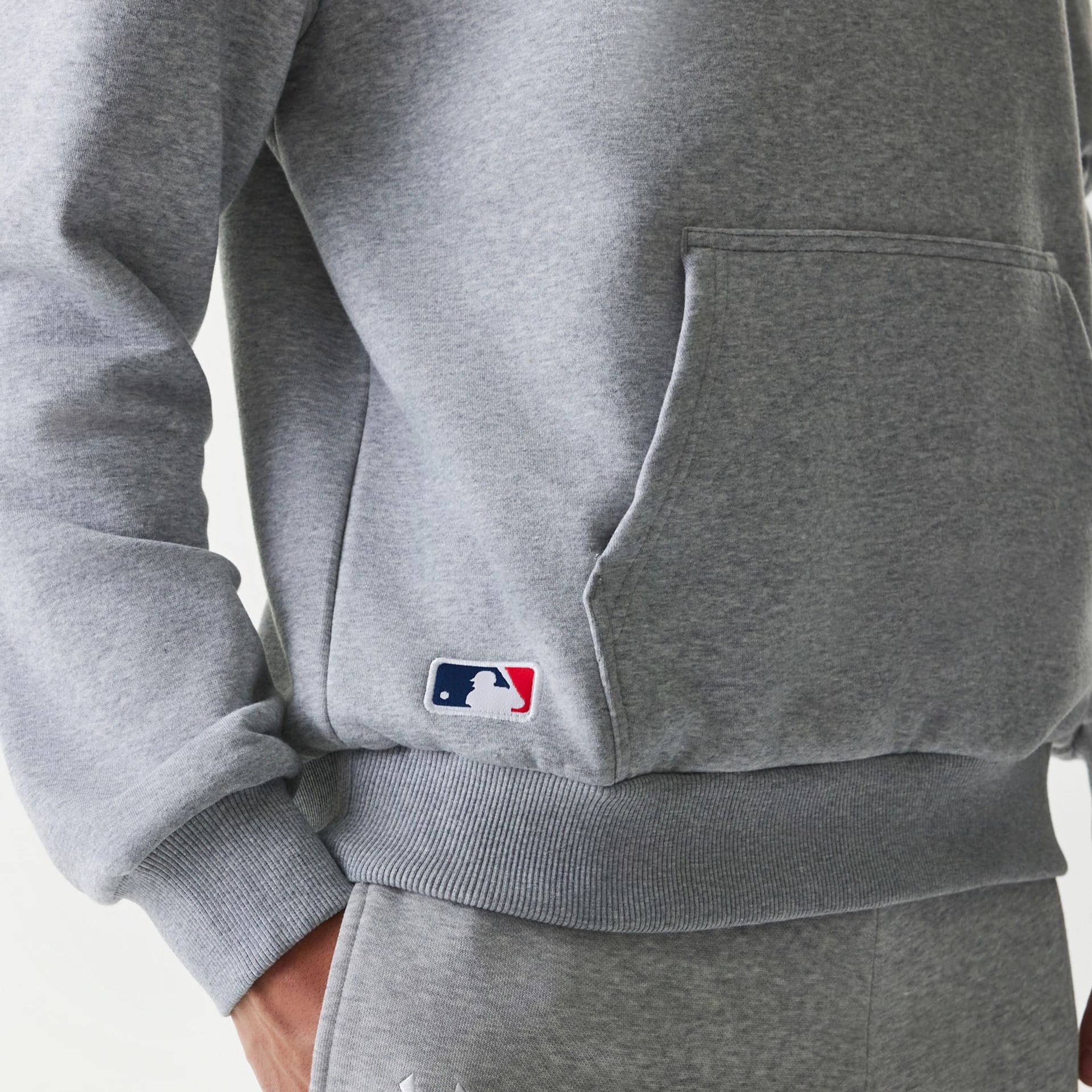 New York Yankees MLB League Essential Grey Oversized Pullover Hoodie - Image 5
