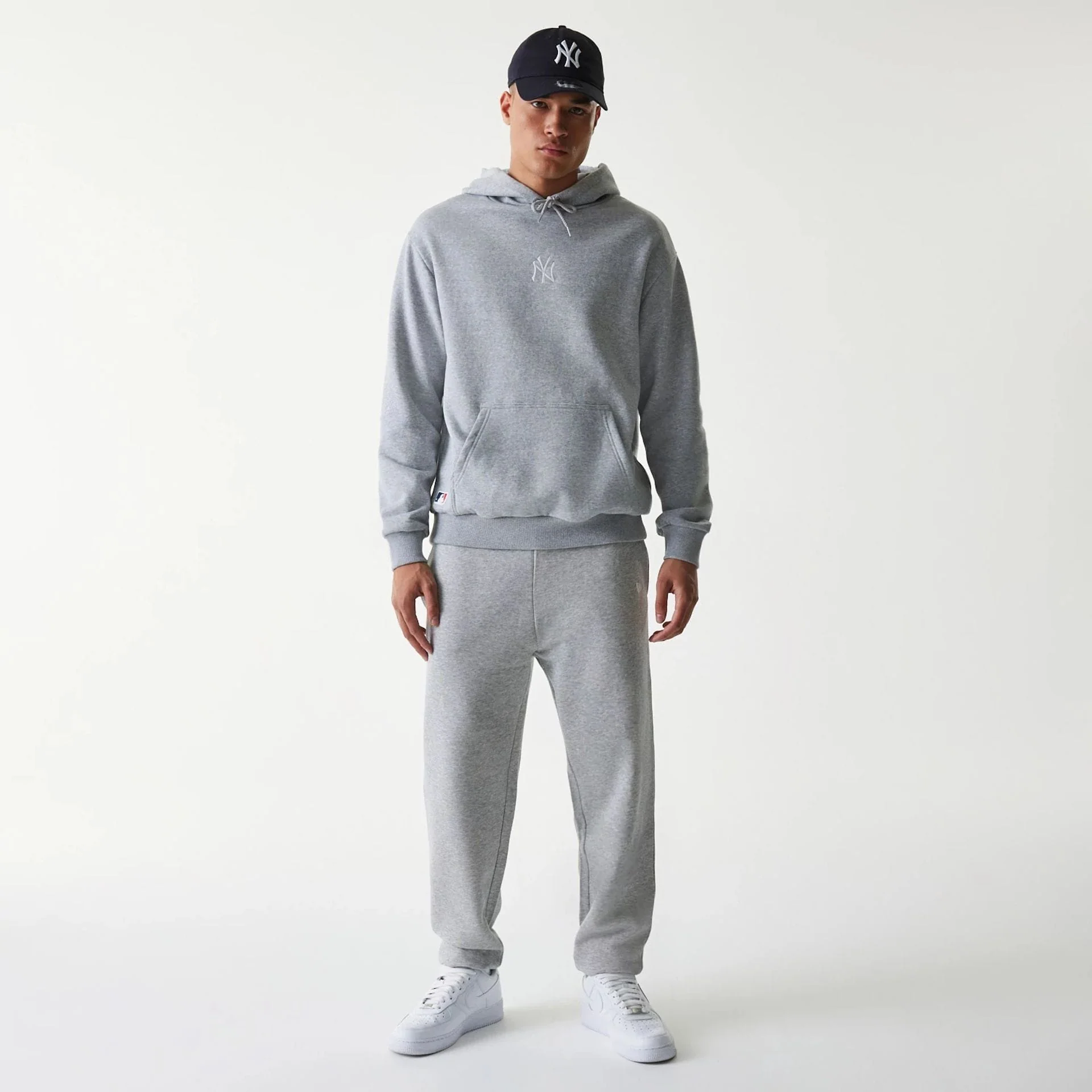 New York Yankees MLB League Essential Grey Oversized Pullover Hoodie - Image 8