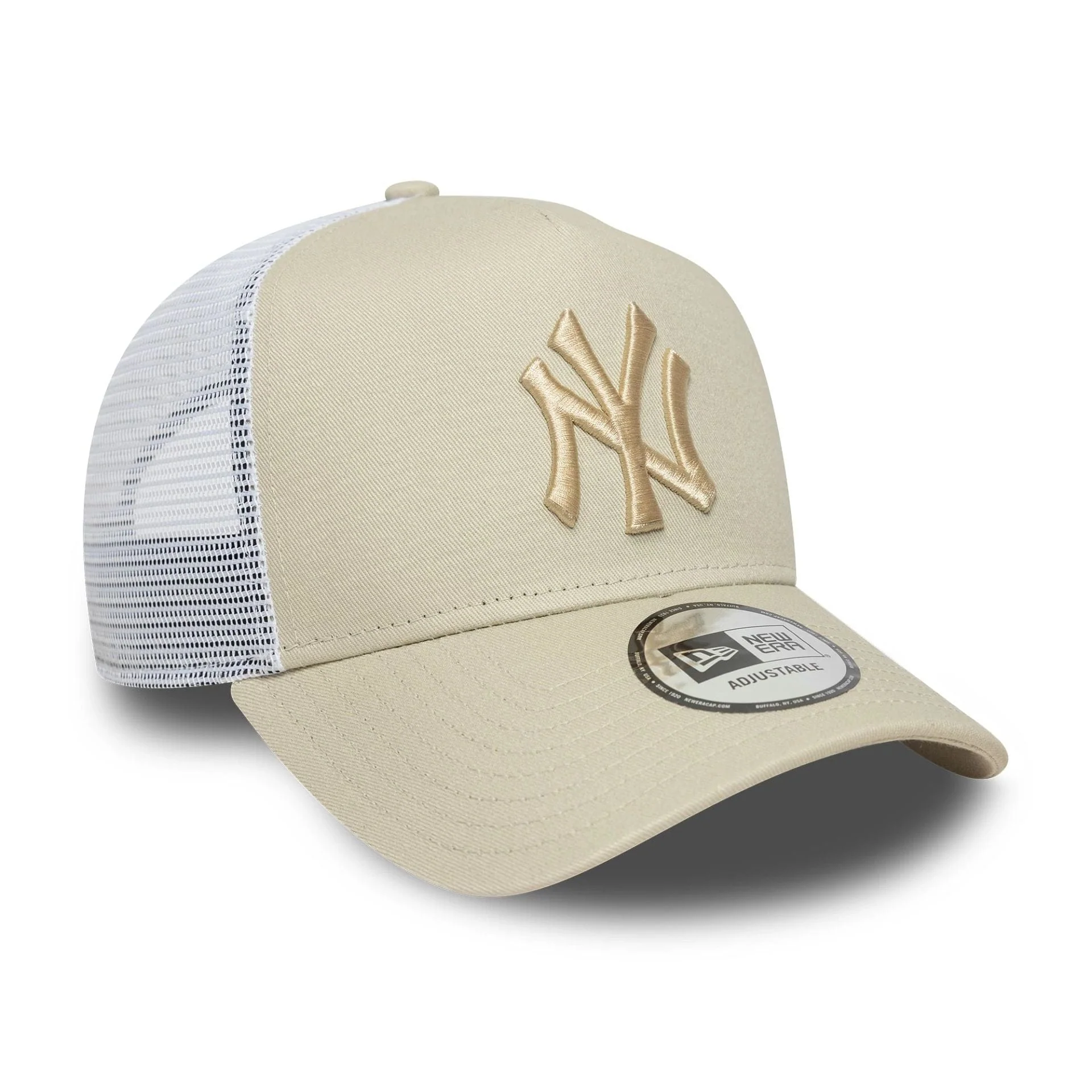 New York Yankees MLB League Essential Light Beige 9FORTY E-Frame Trucker Adjustable Cap - Image 3