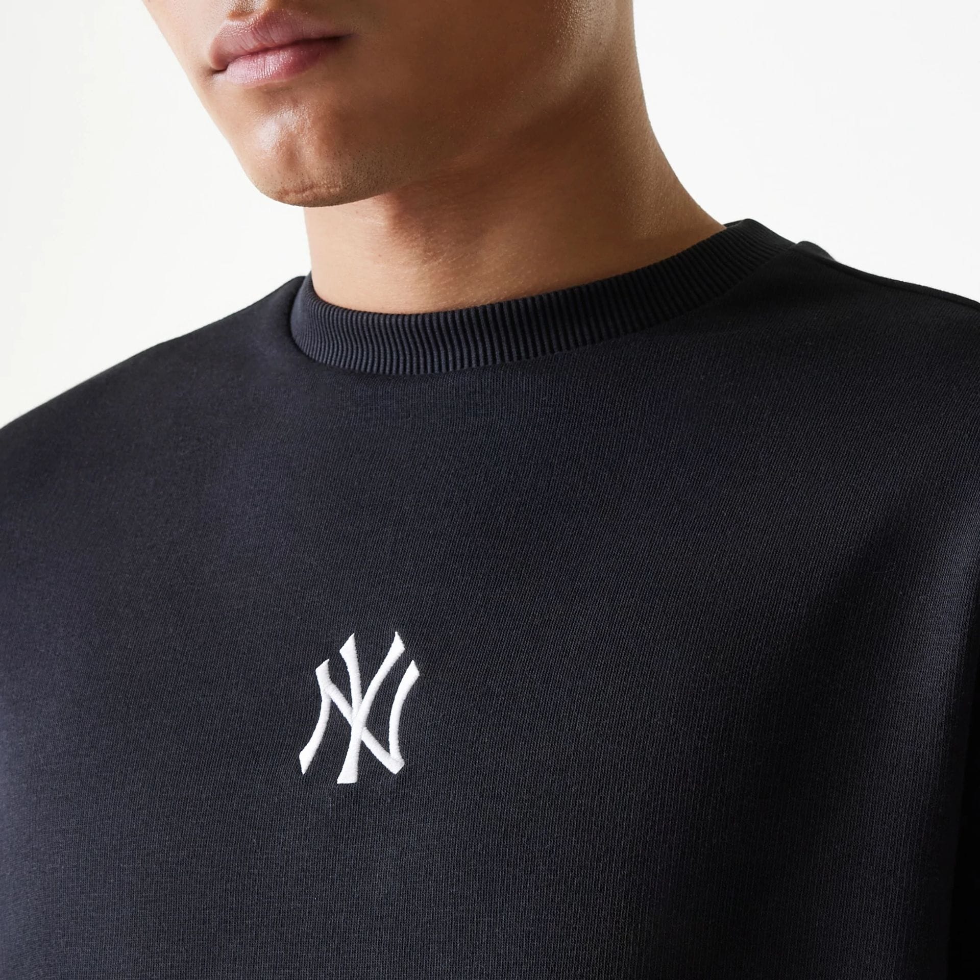 New York Yankees MLB League Essential Midi Black Oversized Crew Neck Sweater - Image 3