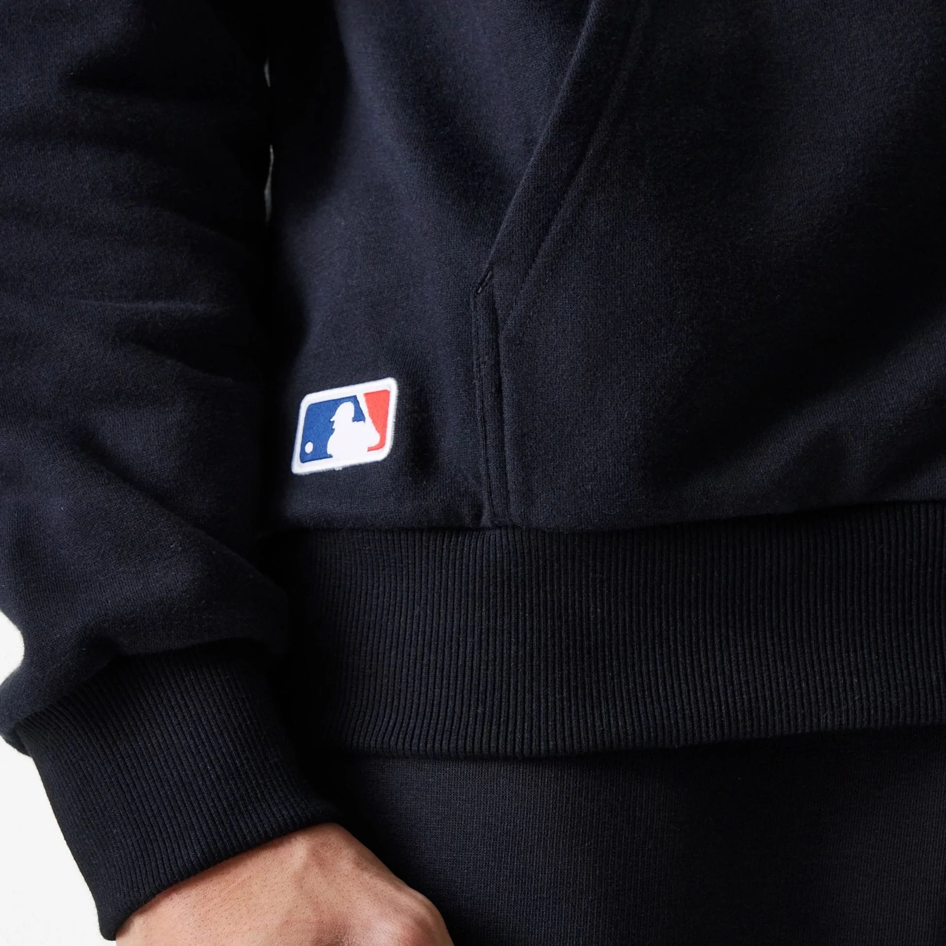 New York Yankees MLB League Essential Midi French Terry Black Oversized Pullover Hoodie - Image 6