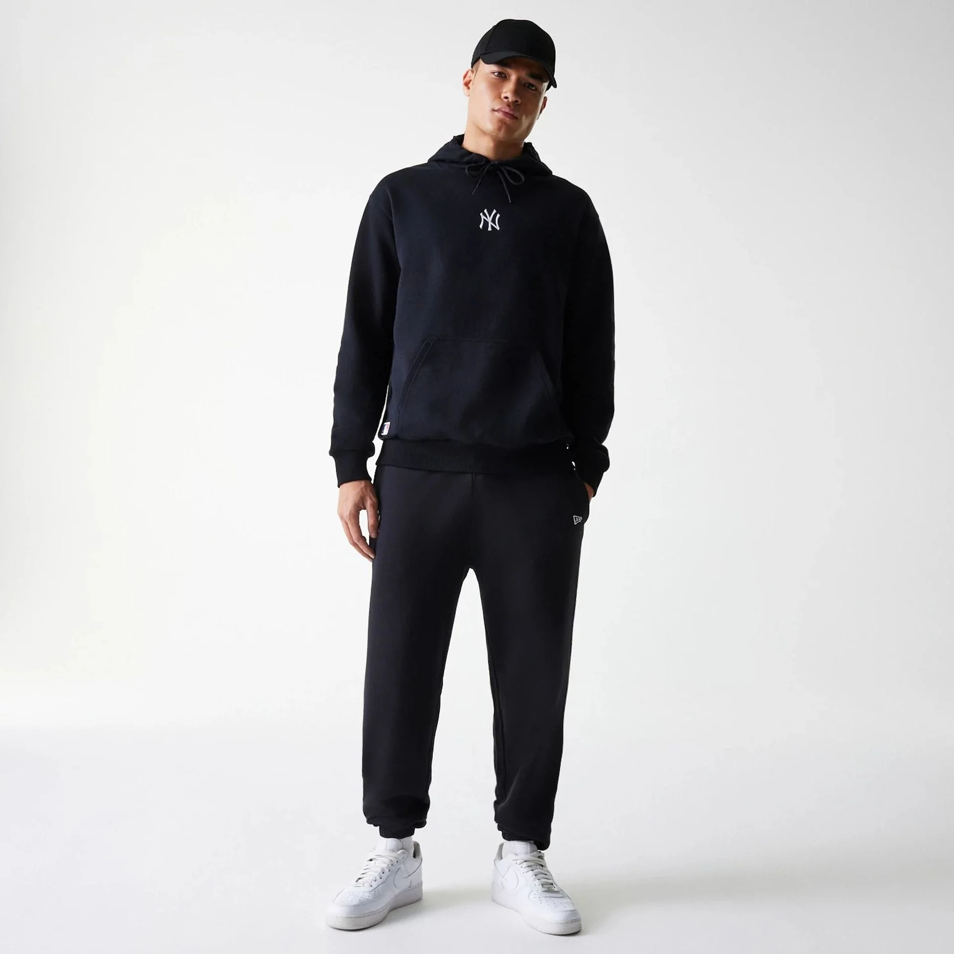 New York Yankees MLB League Essential Midi French Terry Black Oversized Pullover Hoodie - Image 8