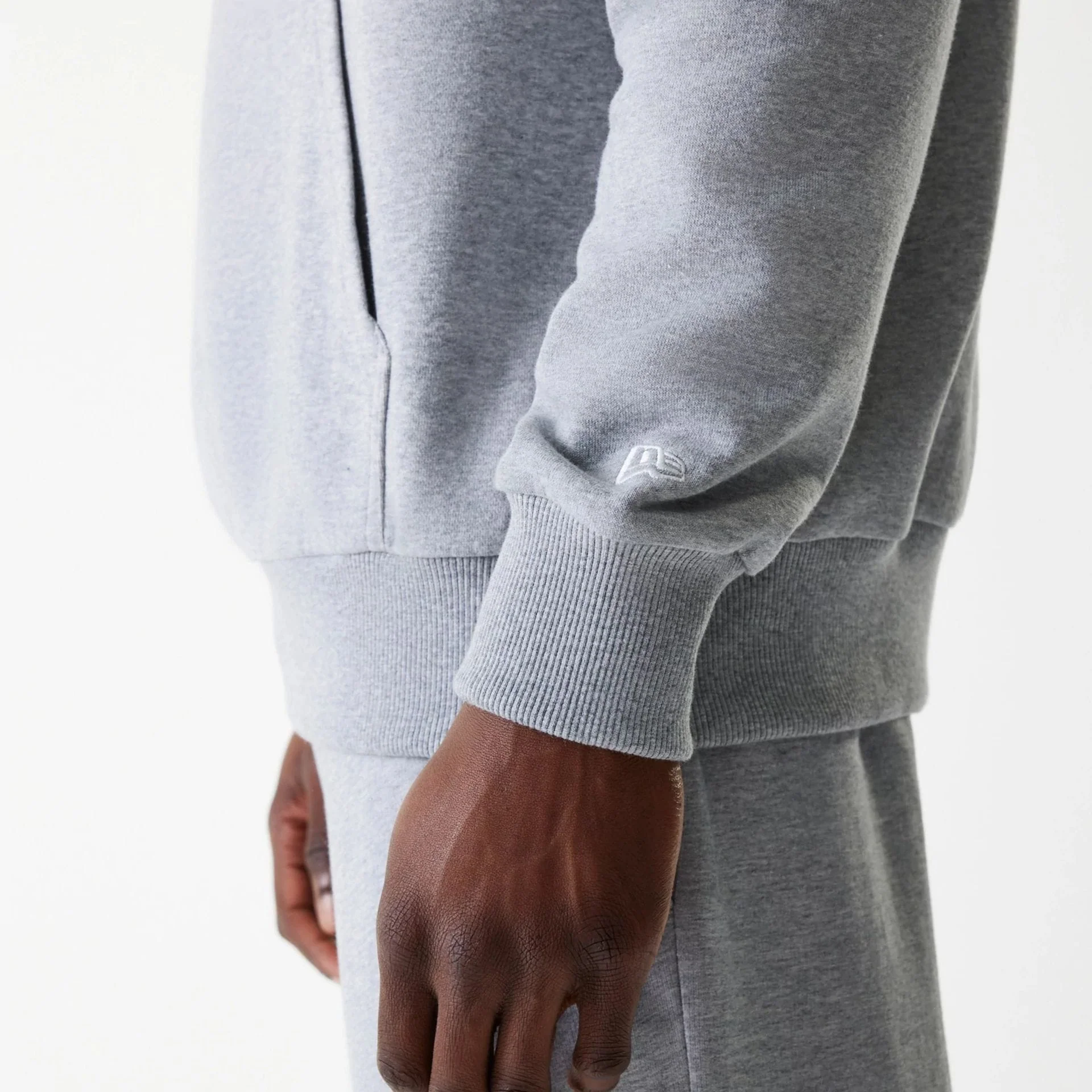 New York Yankees MLB League Essential Midi French Terry Grey Oversized Pullover Hoodie - Image 5