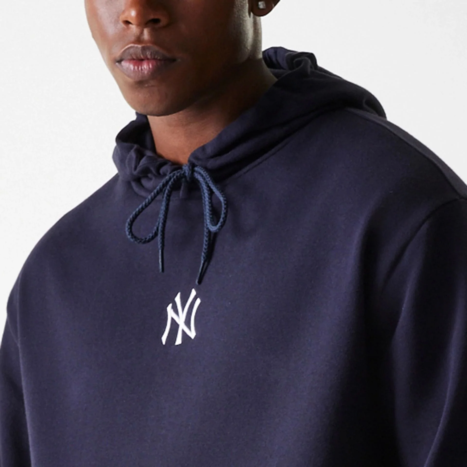 New York Yankees MLB League Essential Midi French Terry Navy Oversized Pullover Hoodie - Image 4