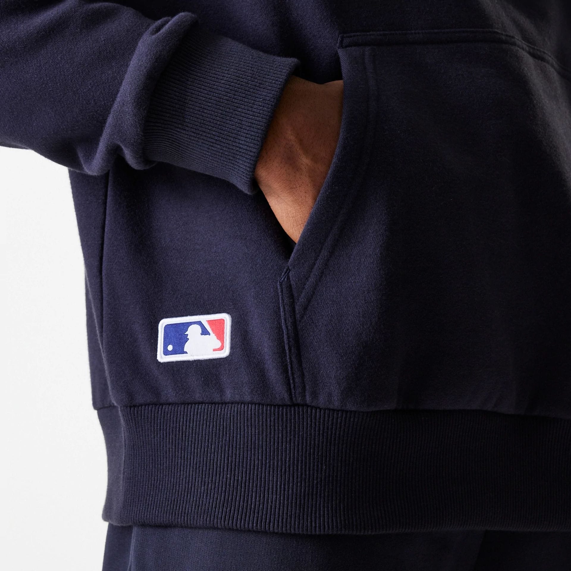 New York Yankees MLB League Essential Midi French Terry Navy Oversized Pullover Hoodie - Image 6