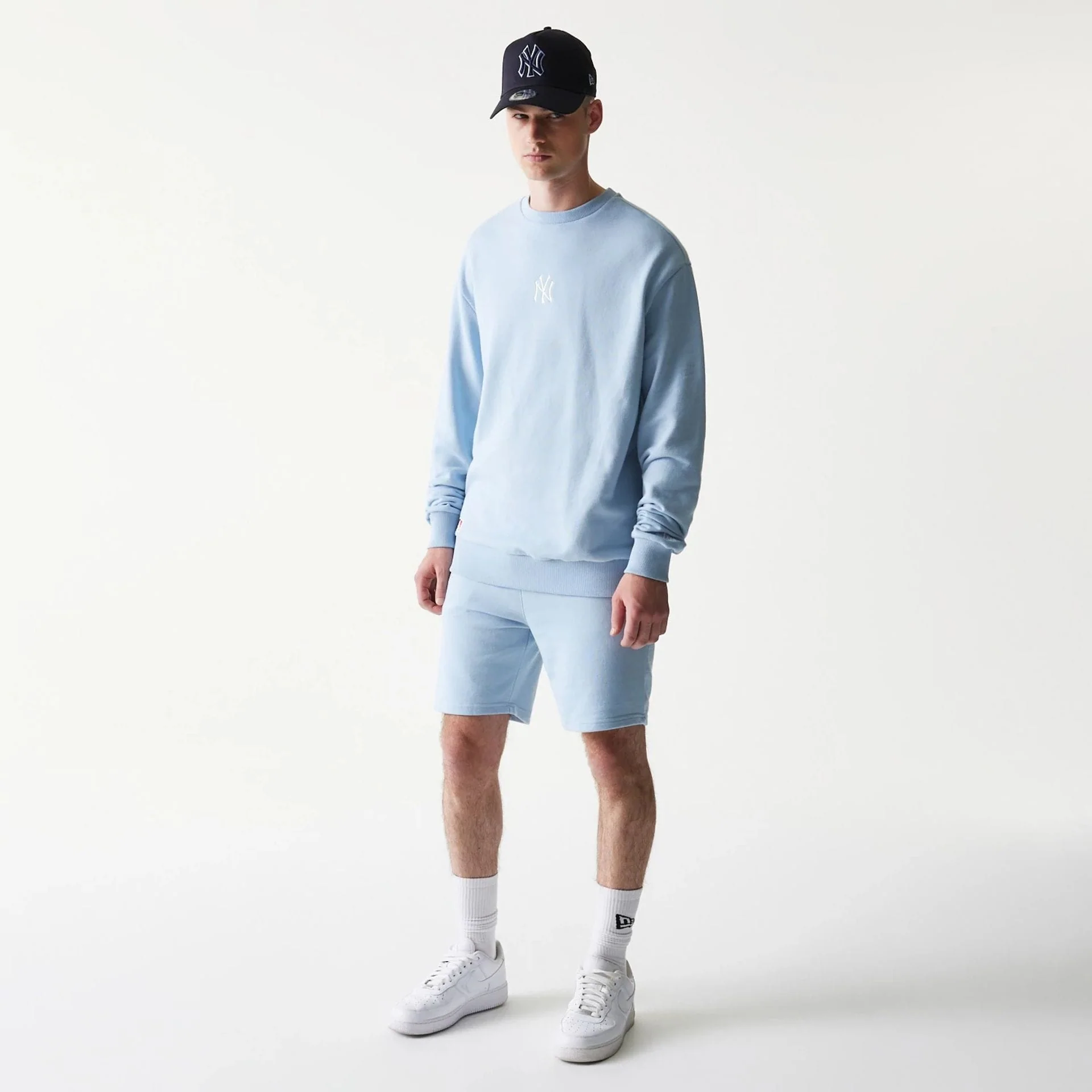 New York Yankees MLB League Essential Midi Pastel Blue Shorts - Image 8
