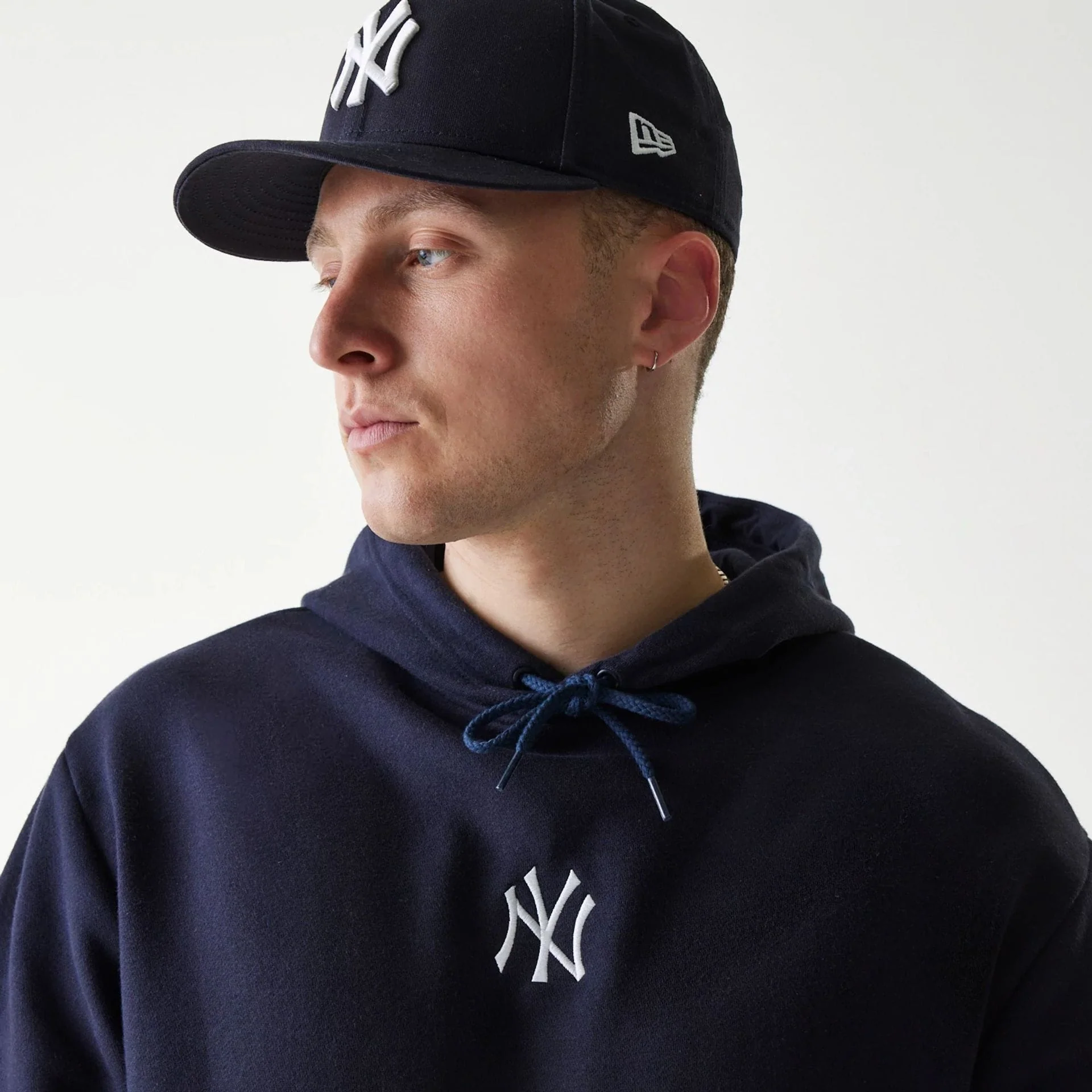New York Yankees MLB League Essential Navy Oversized Pullover Hoodie - Image 4