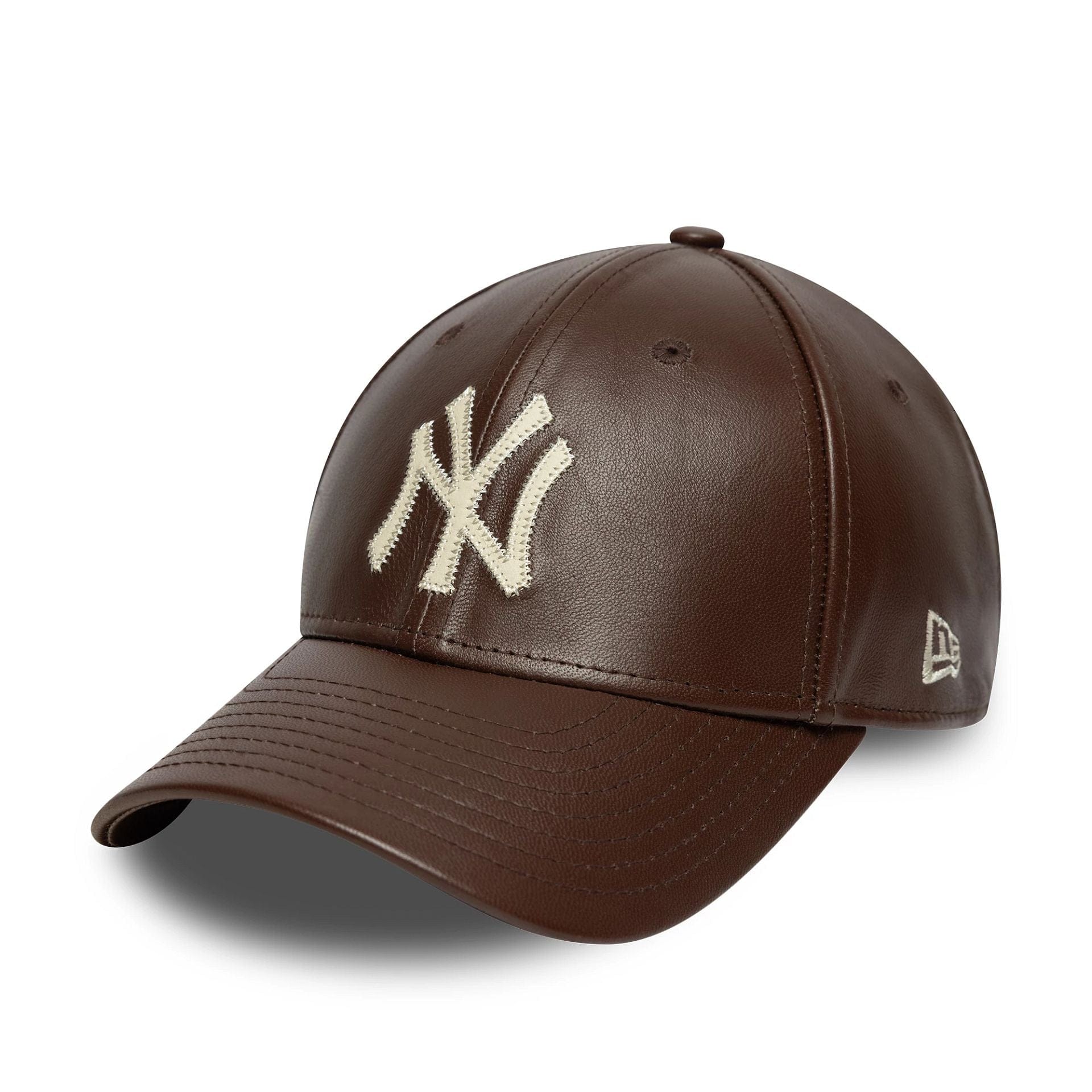 New York Yankees MLB Leather Dark Brown 9FORTY M-Crown Adjustable Cap - Image 3
