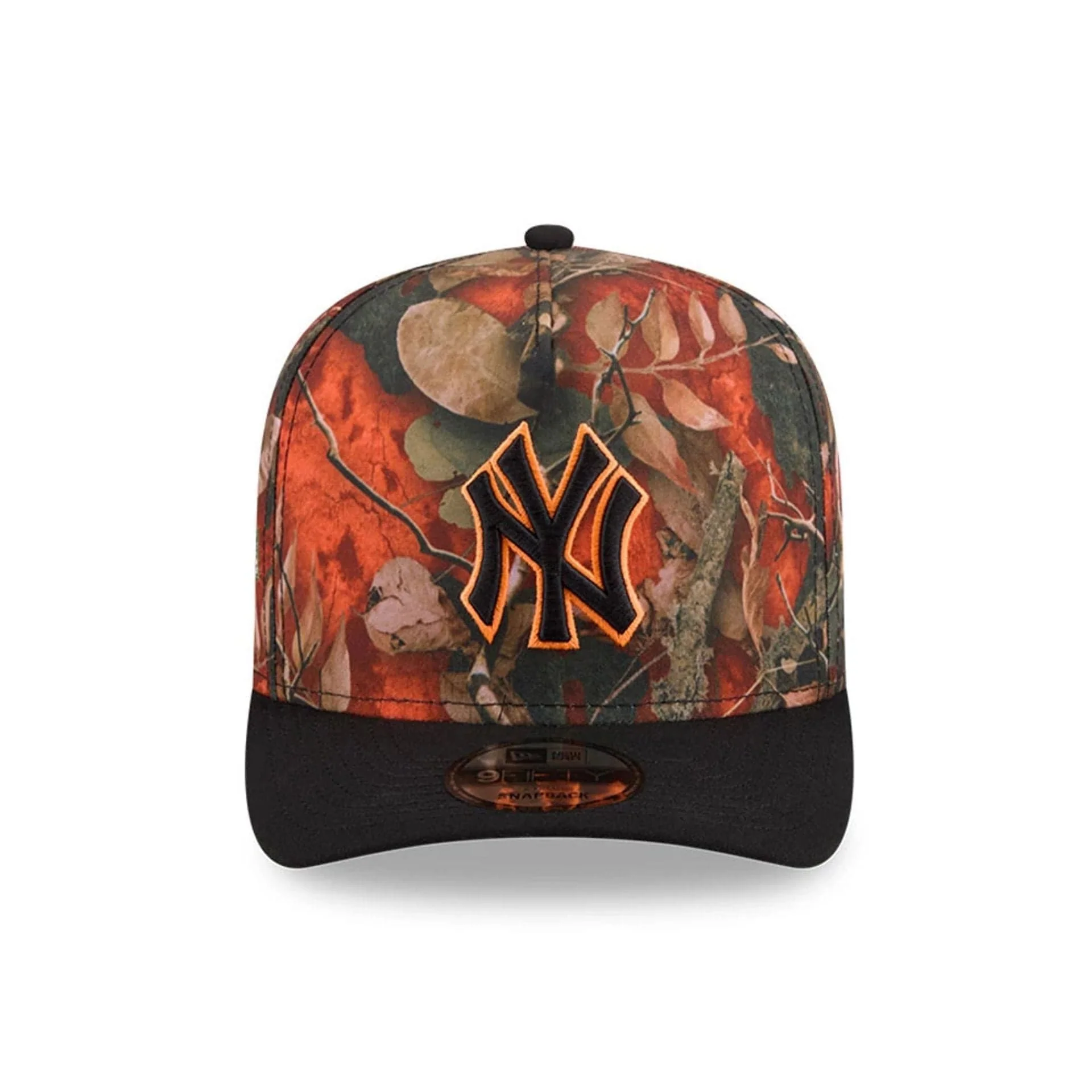 New York Yankees MLB Leaves Bright Orange 9FIFTY A-Frame Snapback Cap - Image 3