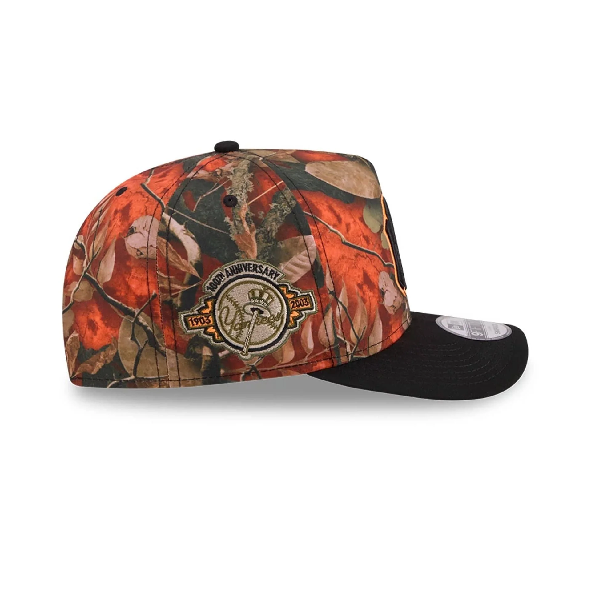 New York Yankees MLB Leaves Bright Orange 9FIFTY A-Frame Snapback Cap - Image 6
