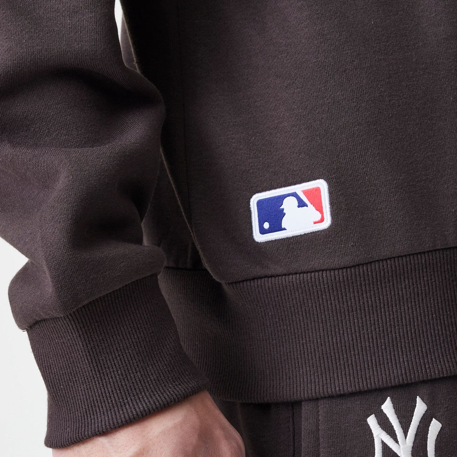 New York Yankees MLB Midi League Essential Dark Brown Oversized Crew Neck Sweater - Image 6