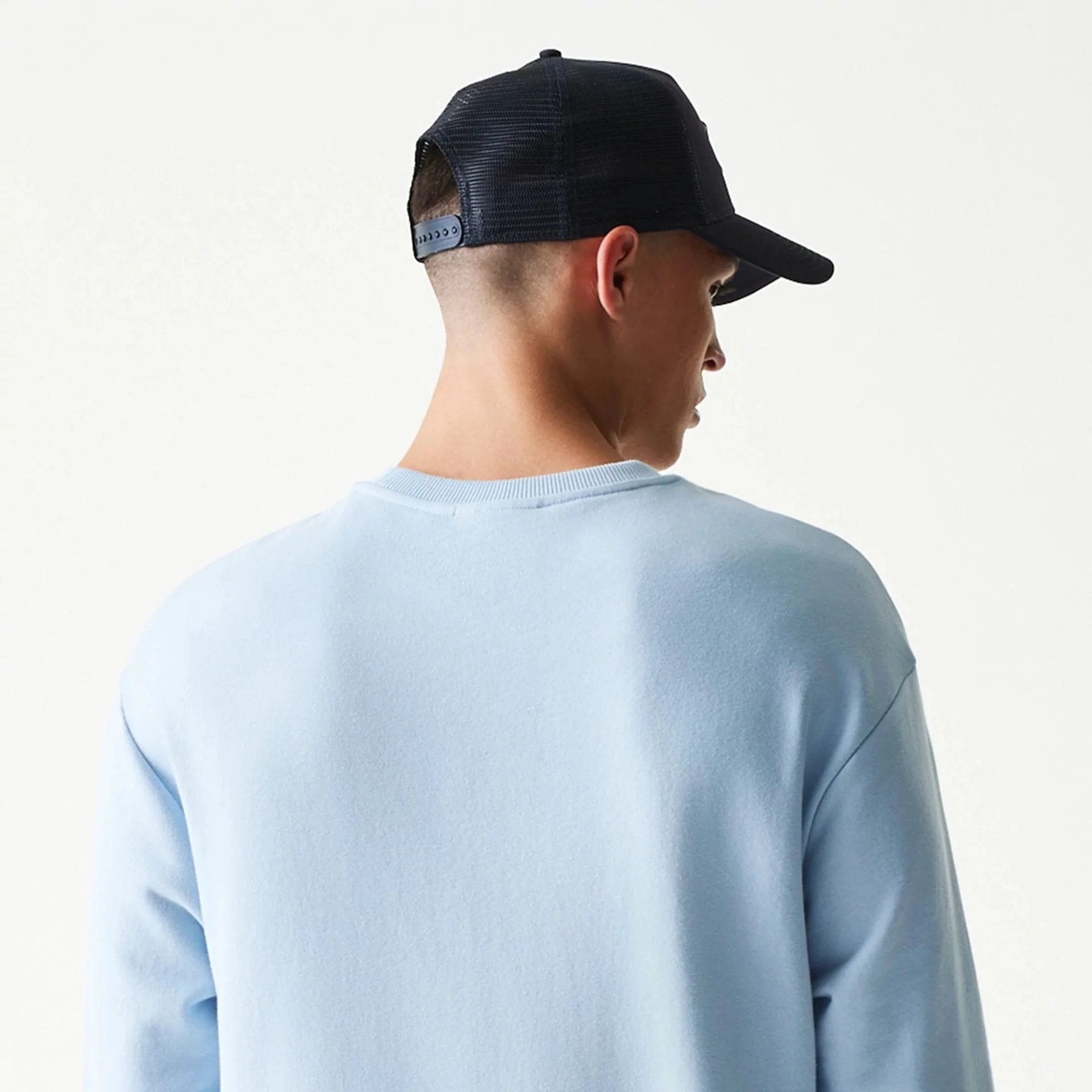 New York Yankees MLB Midi Pastel Blue Oversized Crew Neck Sweater - Image 7
