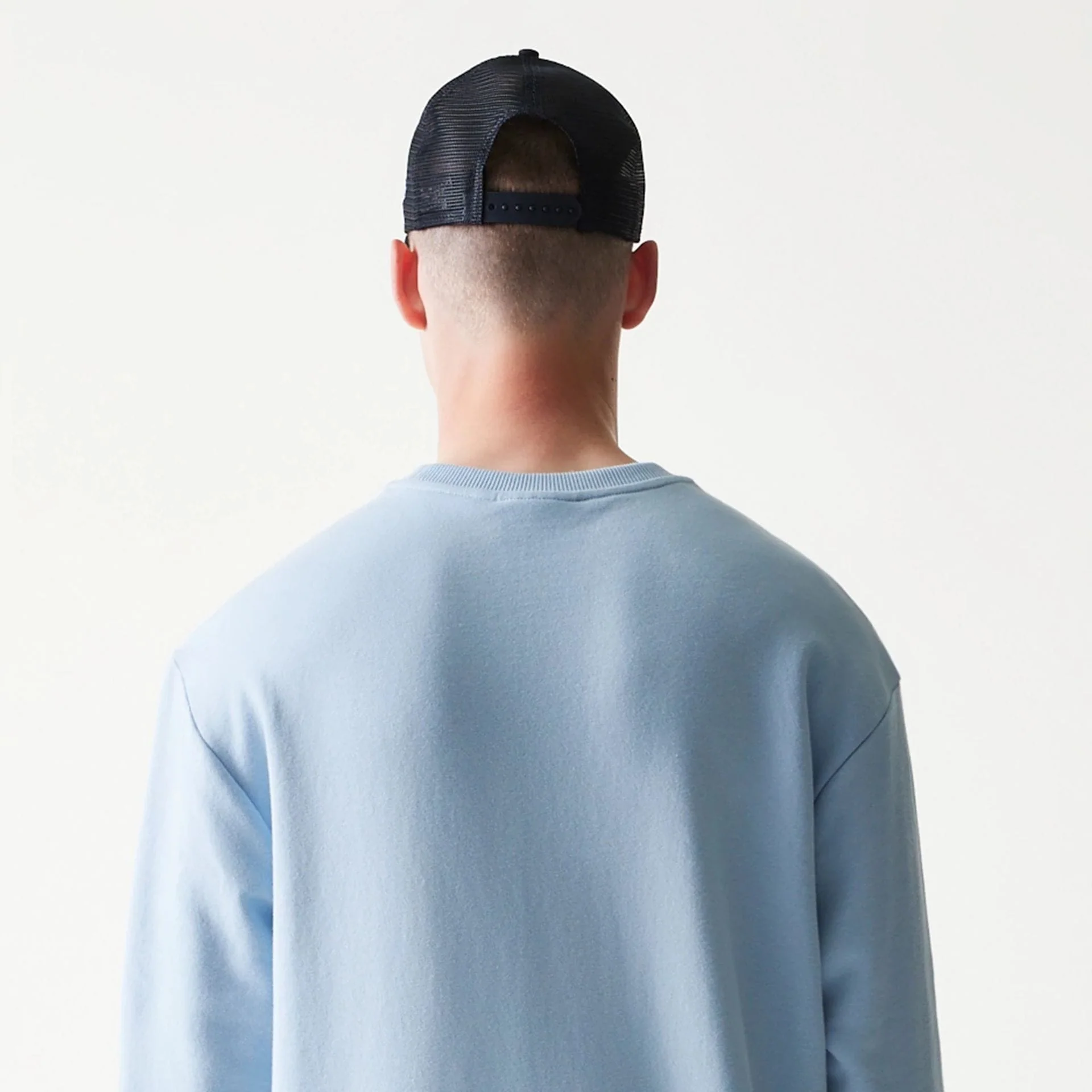 New York Yankees MLB Midi Pastel Blue Oversized Crew Neck Sweater - Image 7