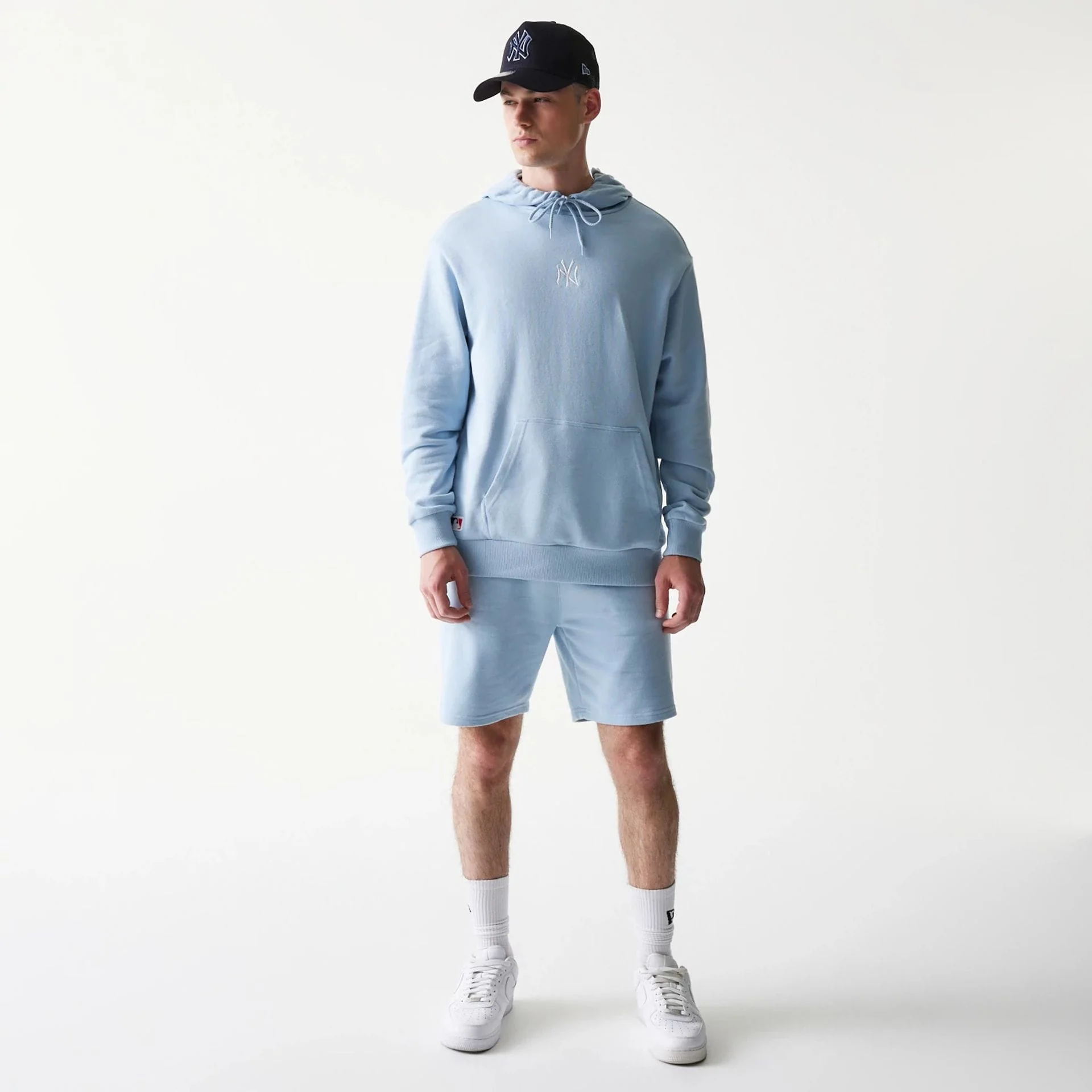 New York Yankees MLB Midi Pastel Blue Oversized Pullover Hoodie - Image 8