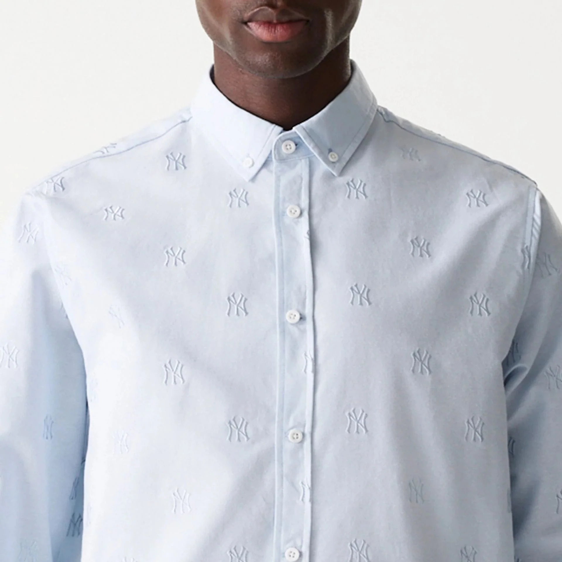 New York Yankees MLB Monogram Pastel Blue Long Sleeve Shirt - Image 7