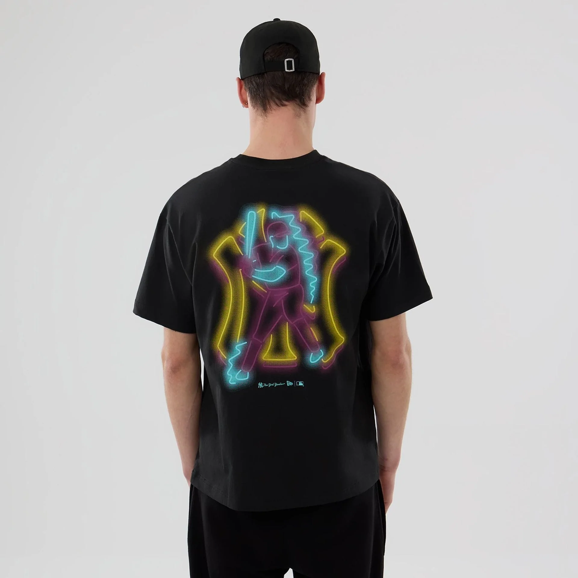 New York Yankees MLB Neon Light Black T-Shirt - Image 2