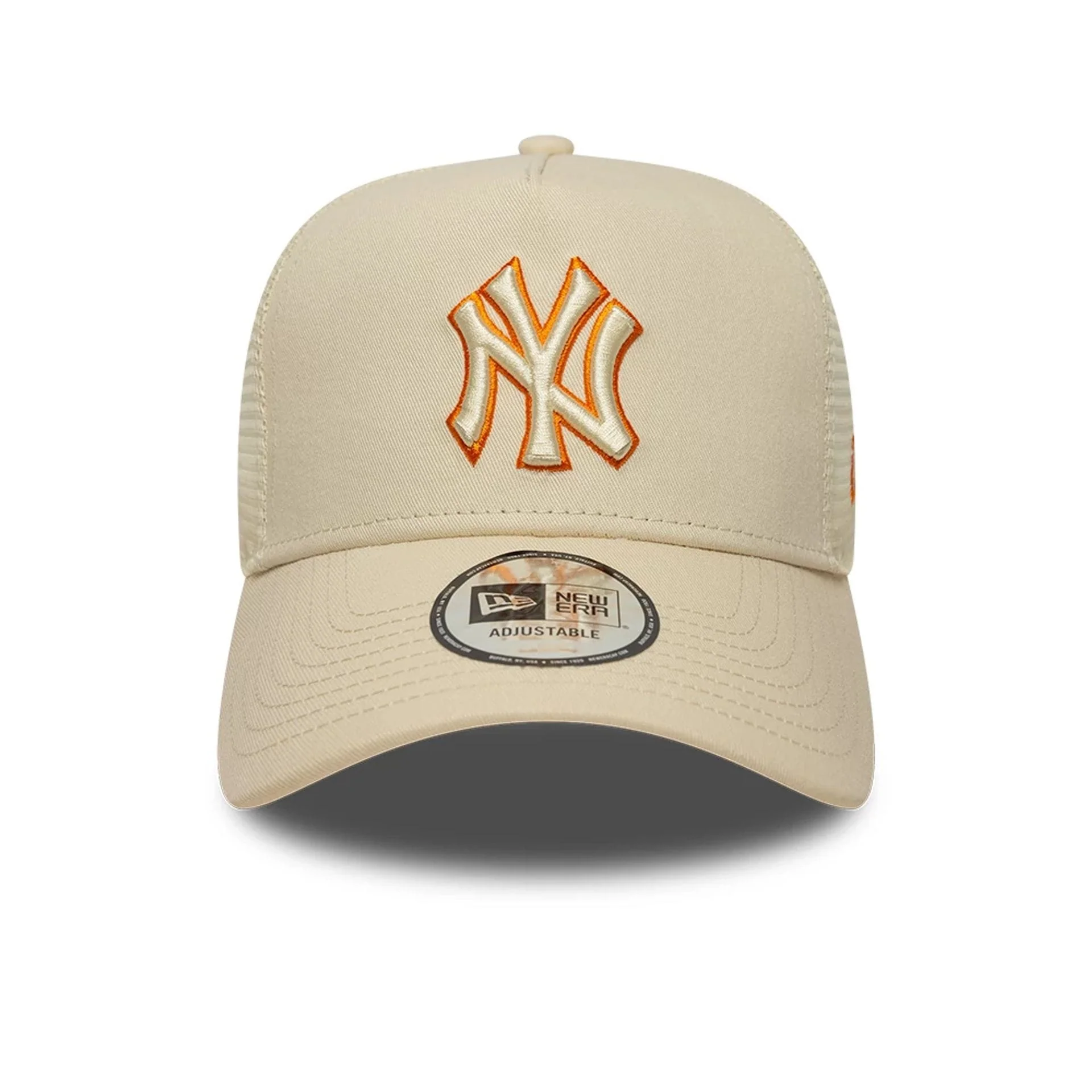 New York Yankees MLB Outline Cream 9FORTY E-Frame Trucker Adjustable Cap - Image 2