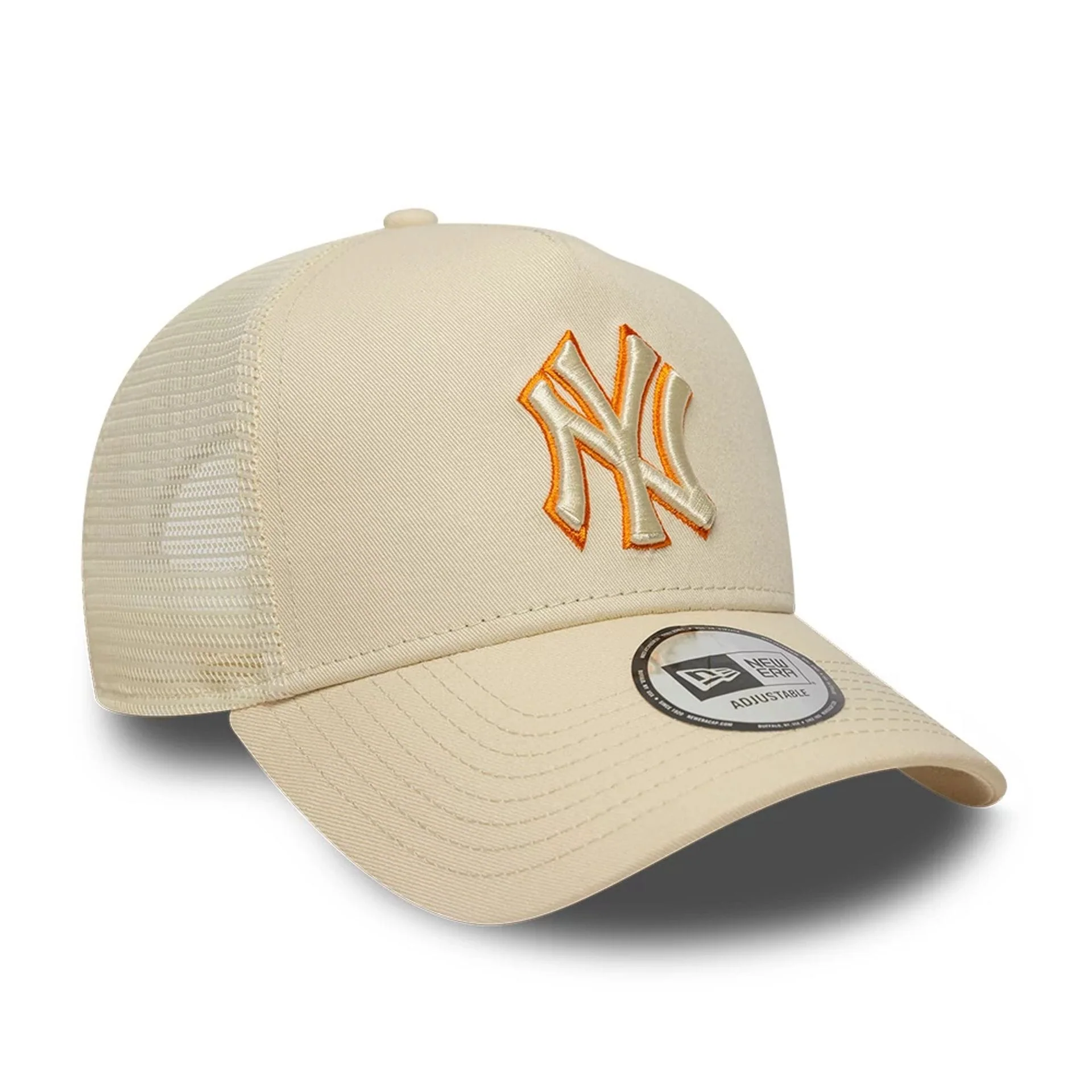 New York Yankees MLB Outline Cream 9FORTY E-Frame Trucker Adjustable Cap - Image 3
