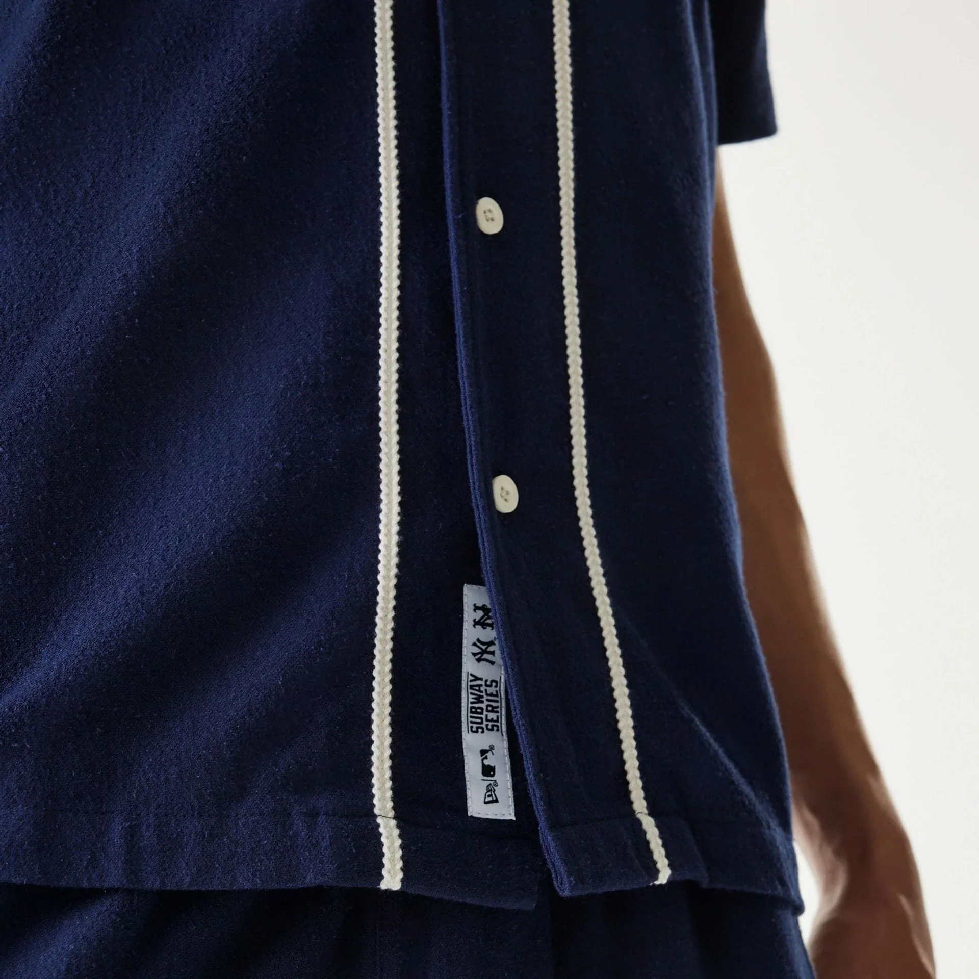 New York Yankees MLB Piping Navy Short Sleeve Shirt - Image 5