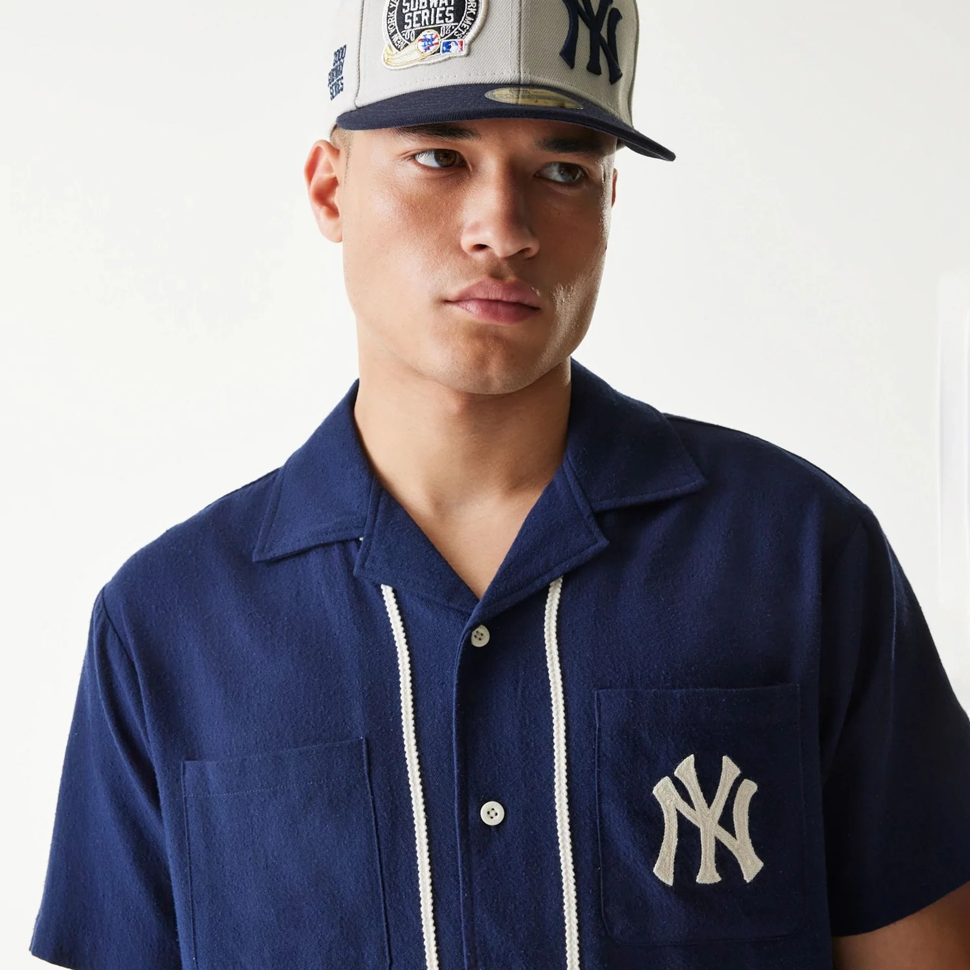 New York Yankees MLB Piping Navy Short Sleeve Shirt - Image 6