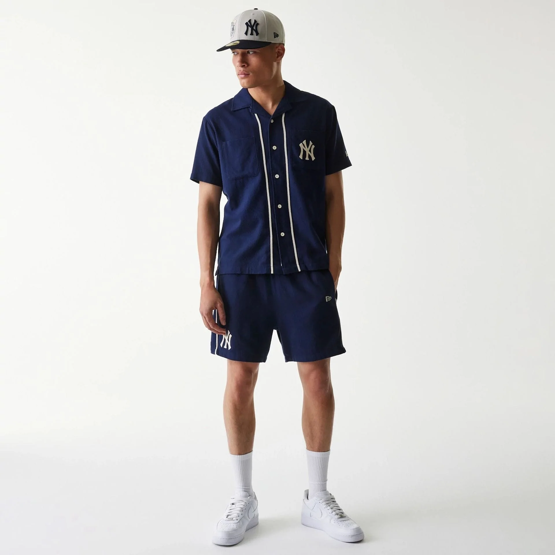 New York Yankees MLB Piping Navy Short Sleeve Shirt - Image 8