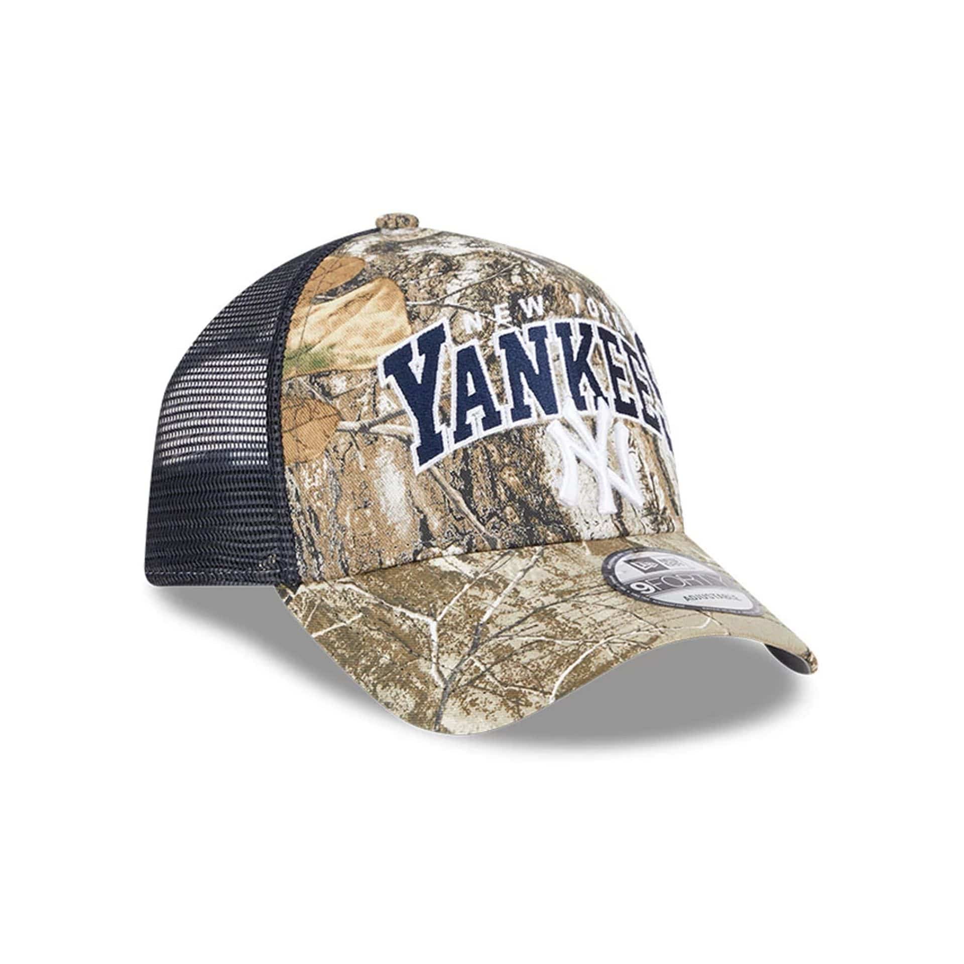 New York Yankees MLB Realtree Camo Navy 9FORTY A-Frame Trucker Adjustable Cap - Image 4