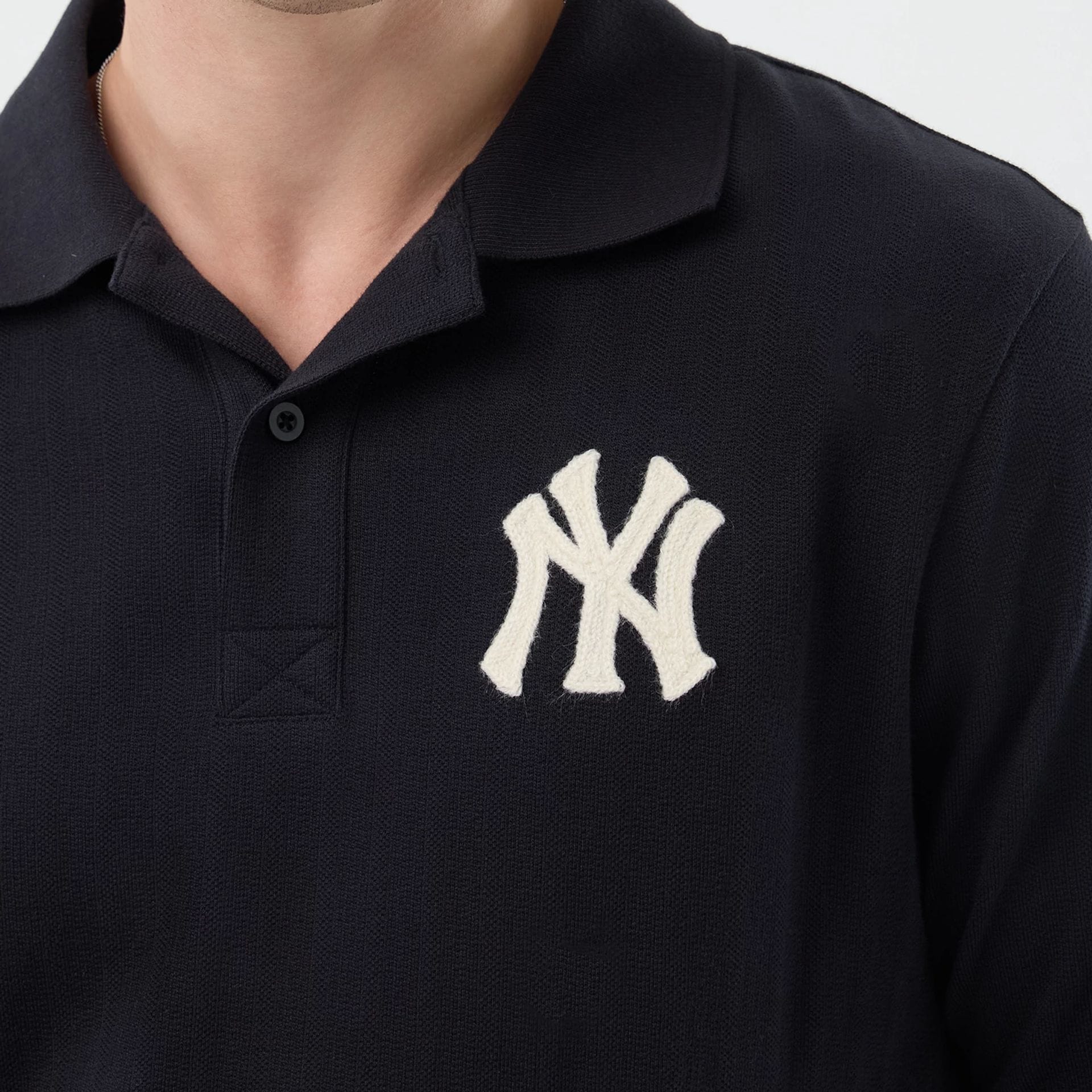 New York Yankees MLB Rib Navy Polo T-Shirt - Image 4